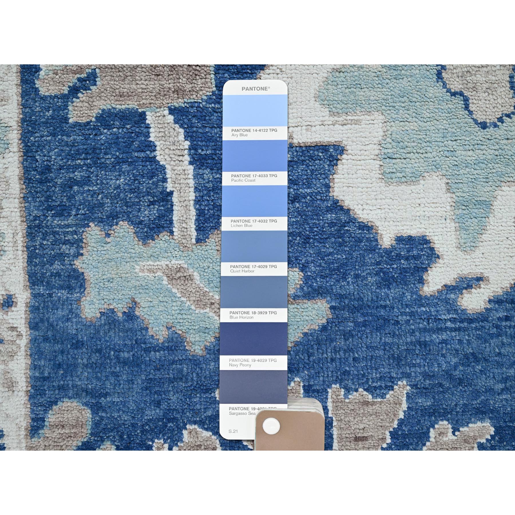 10'4"x13'6" Bayern Blue, Afghan Oushak with All Over Leaf Design, Supple Collection, Soft and Lush Pile, 100% Wool, Densely Woven, Hand Knotted, Oriental Rug Sh900