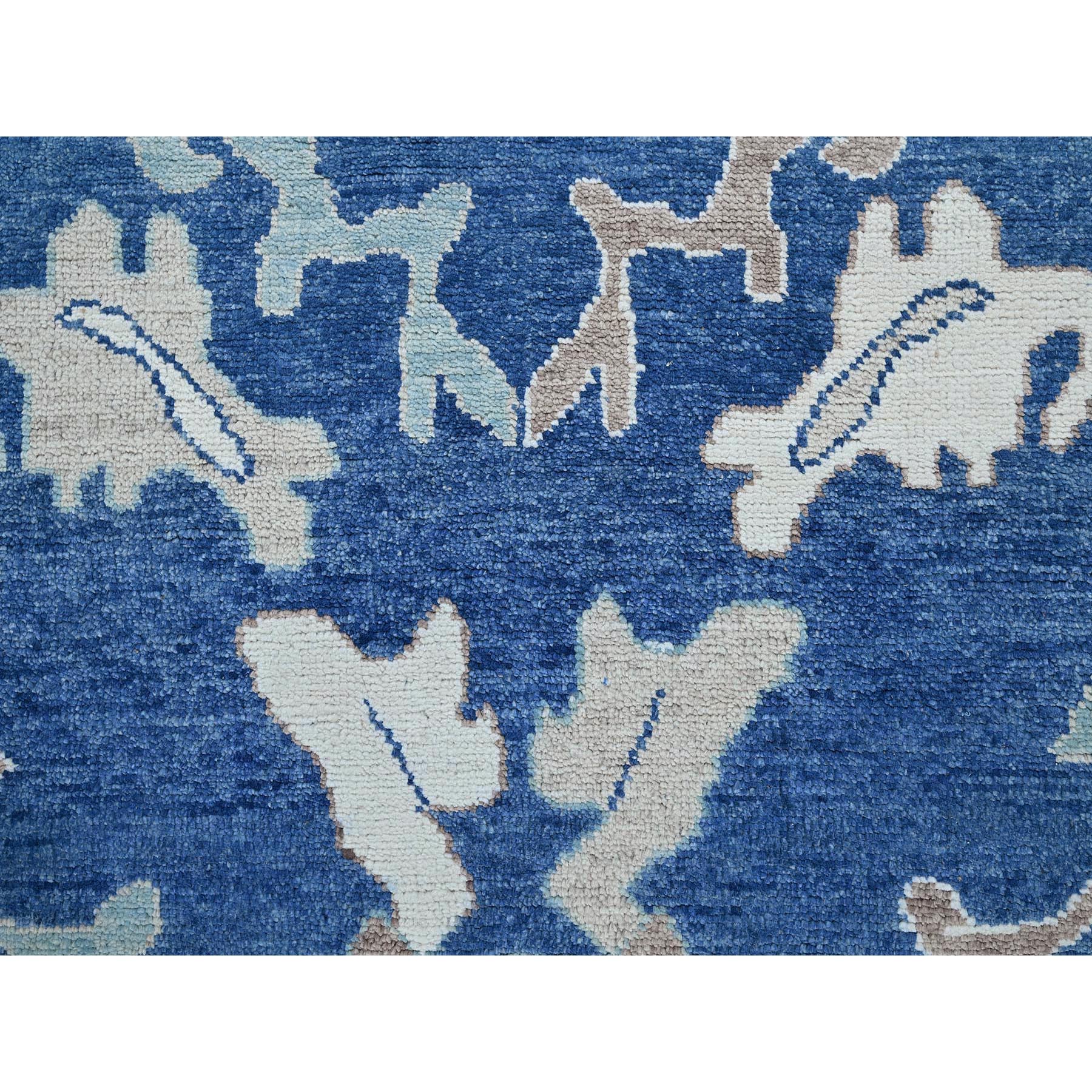 10'4"x13'6" Bayern Blue, Afghan Oushak with All Over Leaf Design, Supple Collection, Soft and Lush Pile, 100% Wool, Densely Woven, Hand Knotted, Oriental Rug Sh900