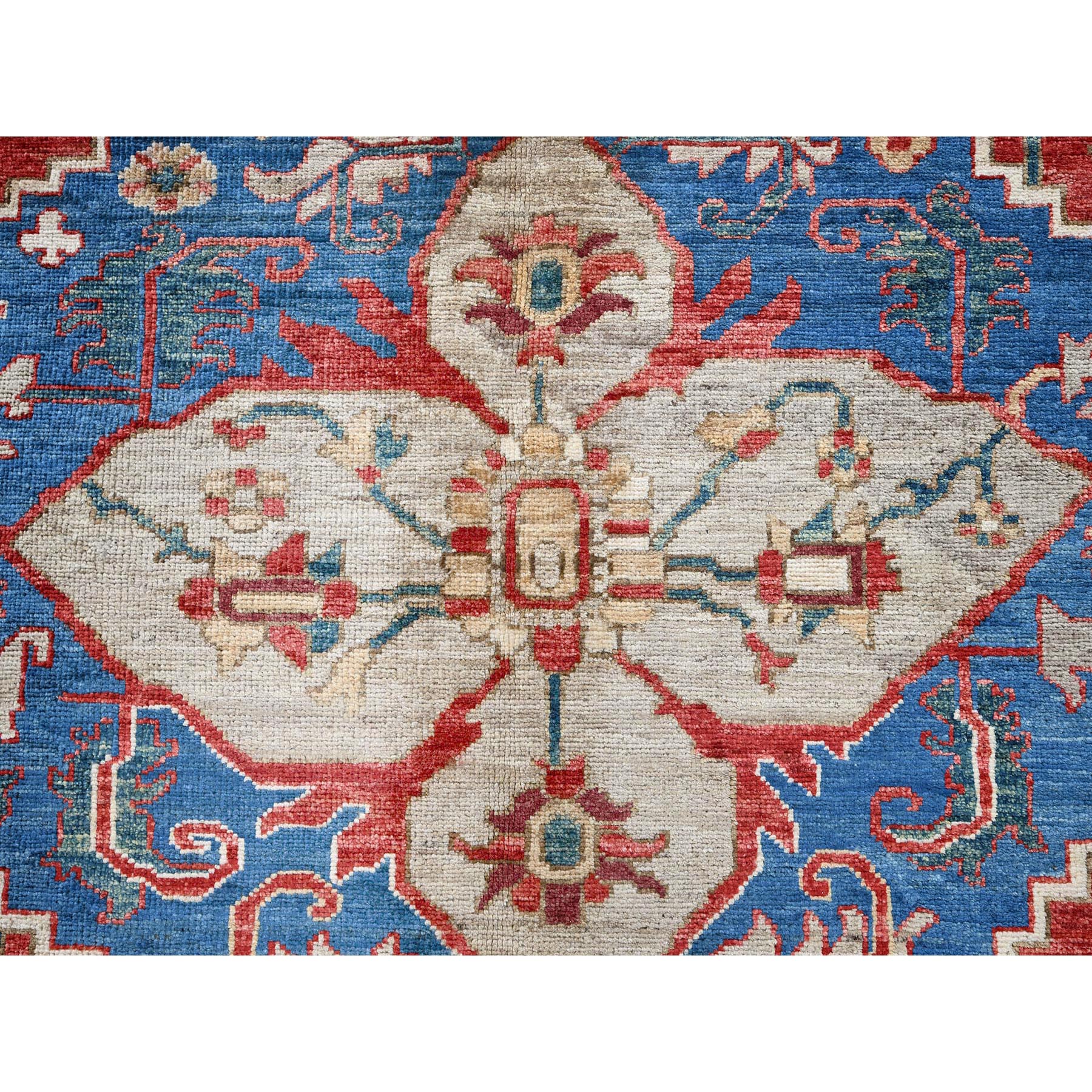9'x11'8" Ajax Red, Peshawar Heriz with Antique Serapi Design, Shiny High Mountain Wool, Hand Knotted, Vegetable Dyes, Densely Woven, Soft Pile, Oriental Rug Sh905