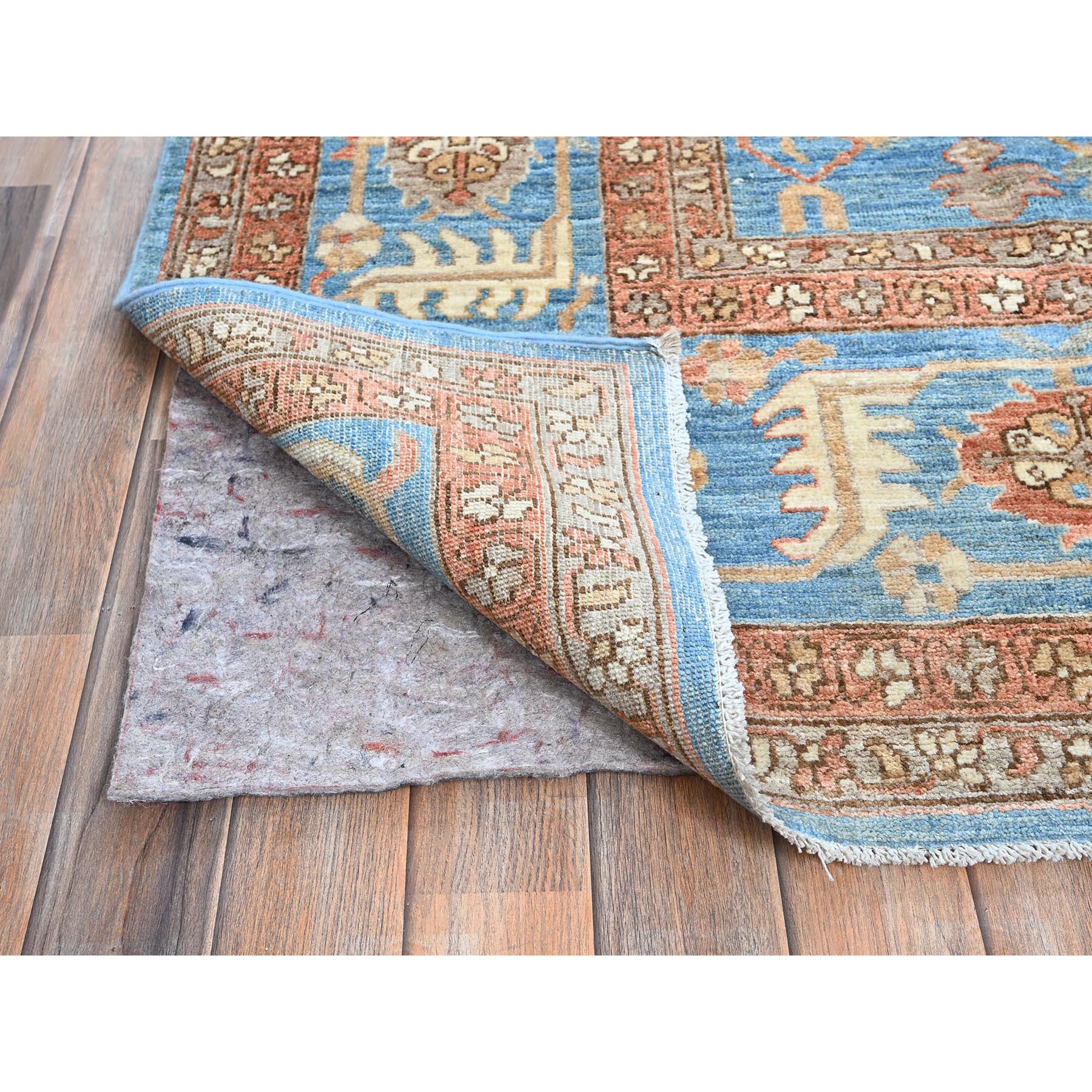 9'2"x12'3" Beaver Brown, Peshawar Heriz with Antique Serapi Design, Hand Knotted, High Mountain Wool, Vegetable Dyes, Soft Pile, Densely Woven, Oriental Rug Sh906