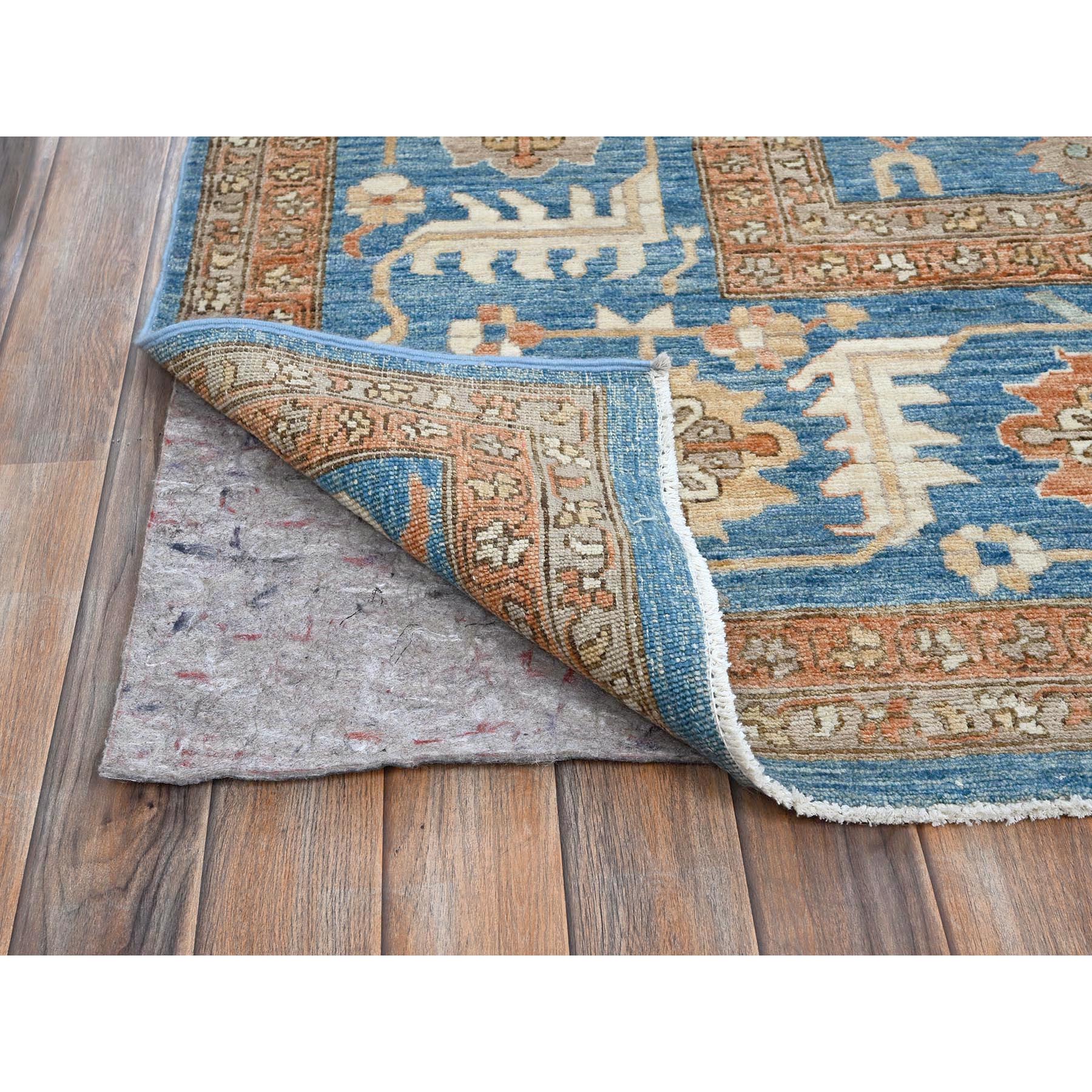 9'10"x13'8" Dark Vanilla Brown, Peshawar Heriz with Antique Serapi Design, Vegetable Dyes, Hand Knotted, Shiny High Mountain Wool, Densely Woven, Soft Pile, Oriental Rug Sh908