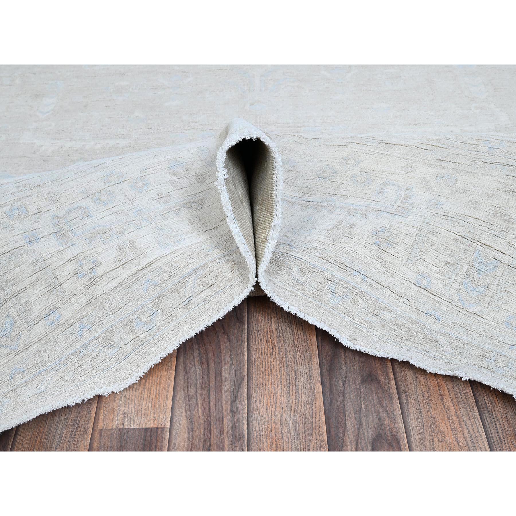 8'7"x11'5" Medium Gray, White Wash Peshawar with Heriz All Over Design, Hand Knotted, 100% Wool, Densely Woven, Oriental Rug Sh914