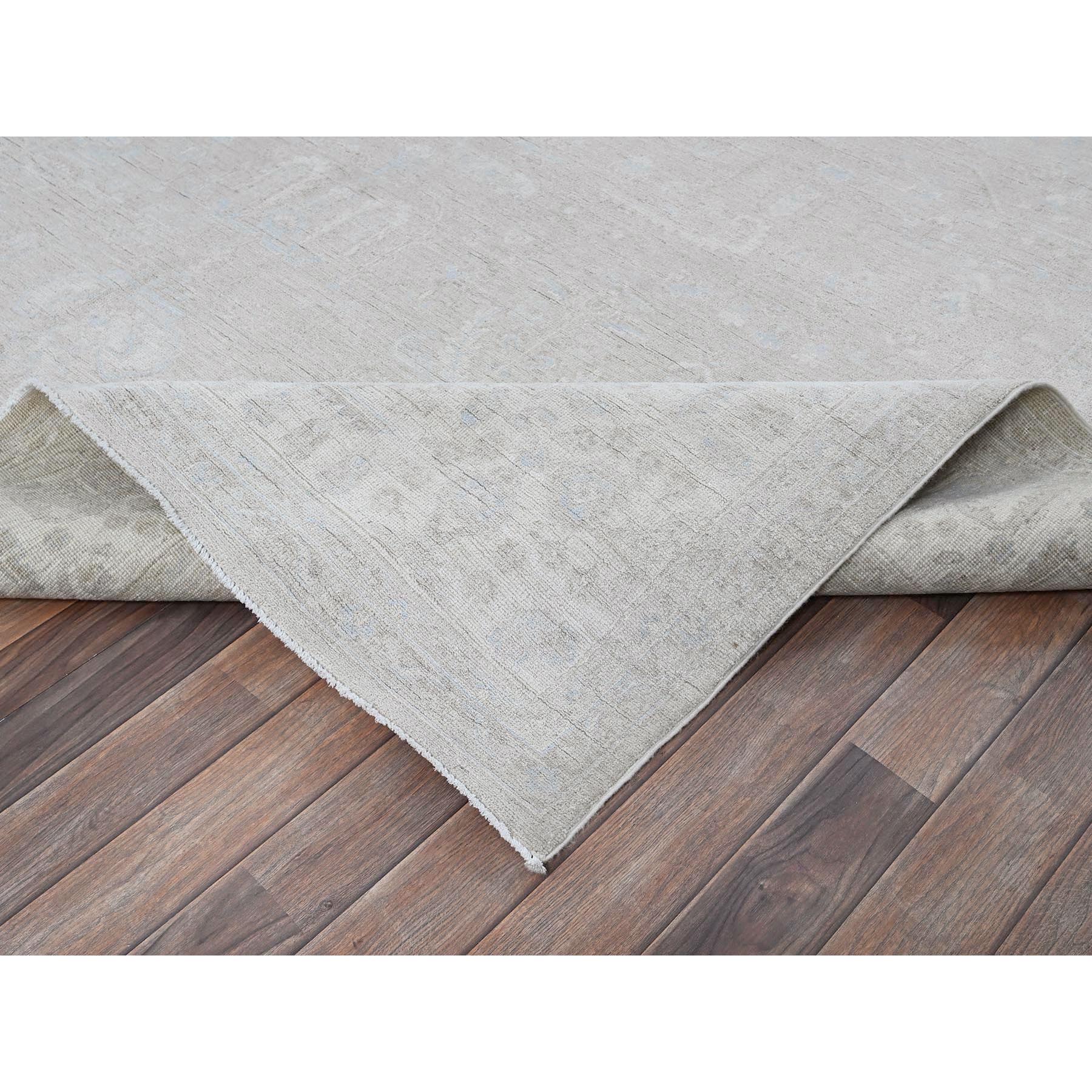 8'7"x11'5" Medium Gray, White Wash Peshawar with Heriz All Over Design, Hand Knotted, 100% Wool, Densely Woven, Oriental Rug Sh914