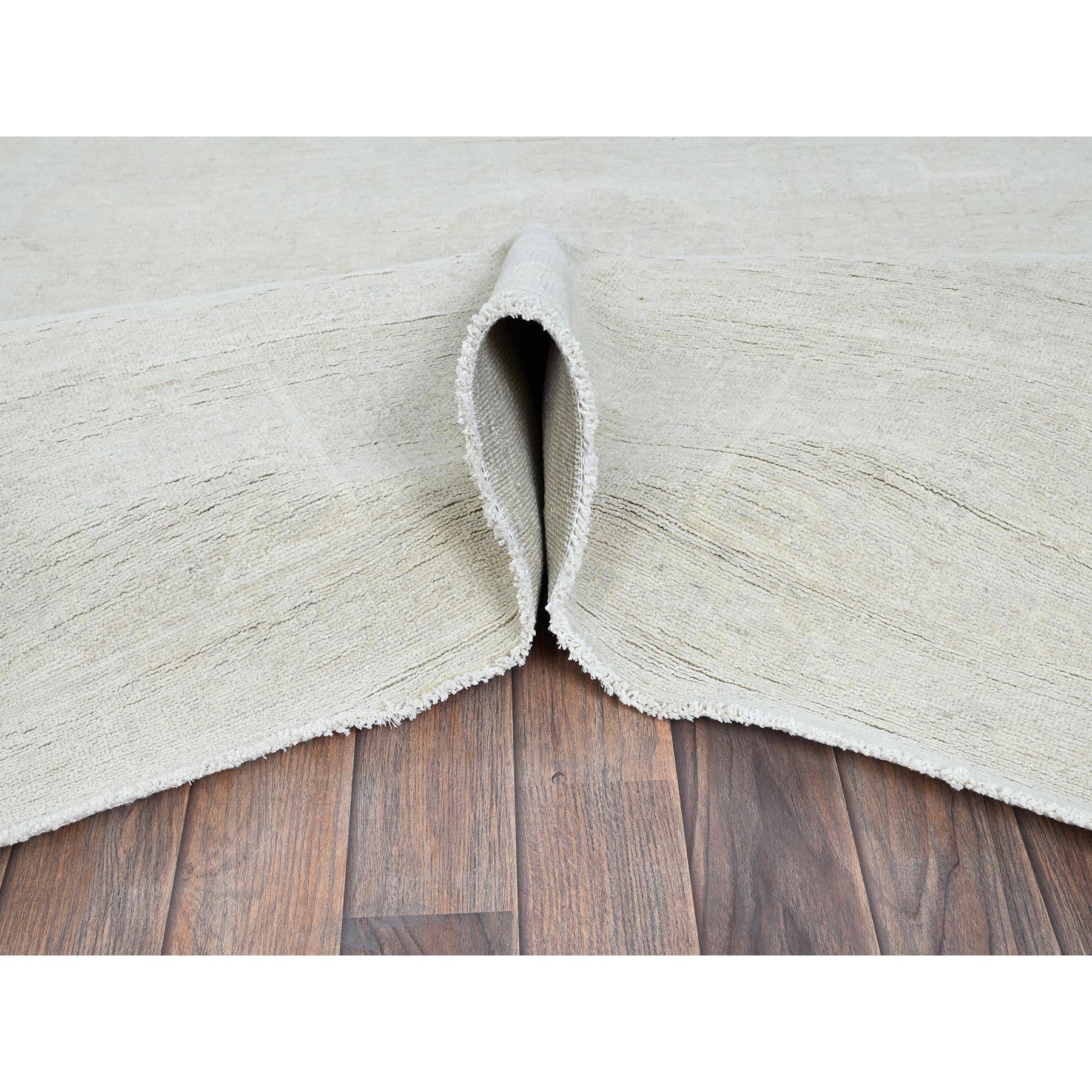 8'1"x9'10" Alabaster White, Washed Out Peshawar with Faded Out Leaf Design, Hand Knotted, 100% Wool, Densely Woven, Oriental Rug Sh916