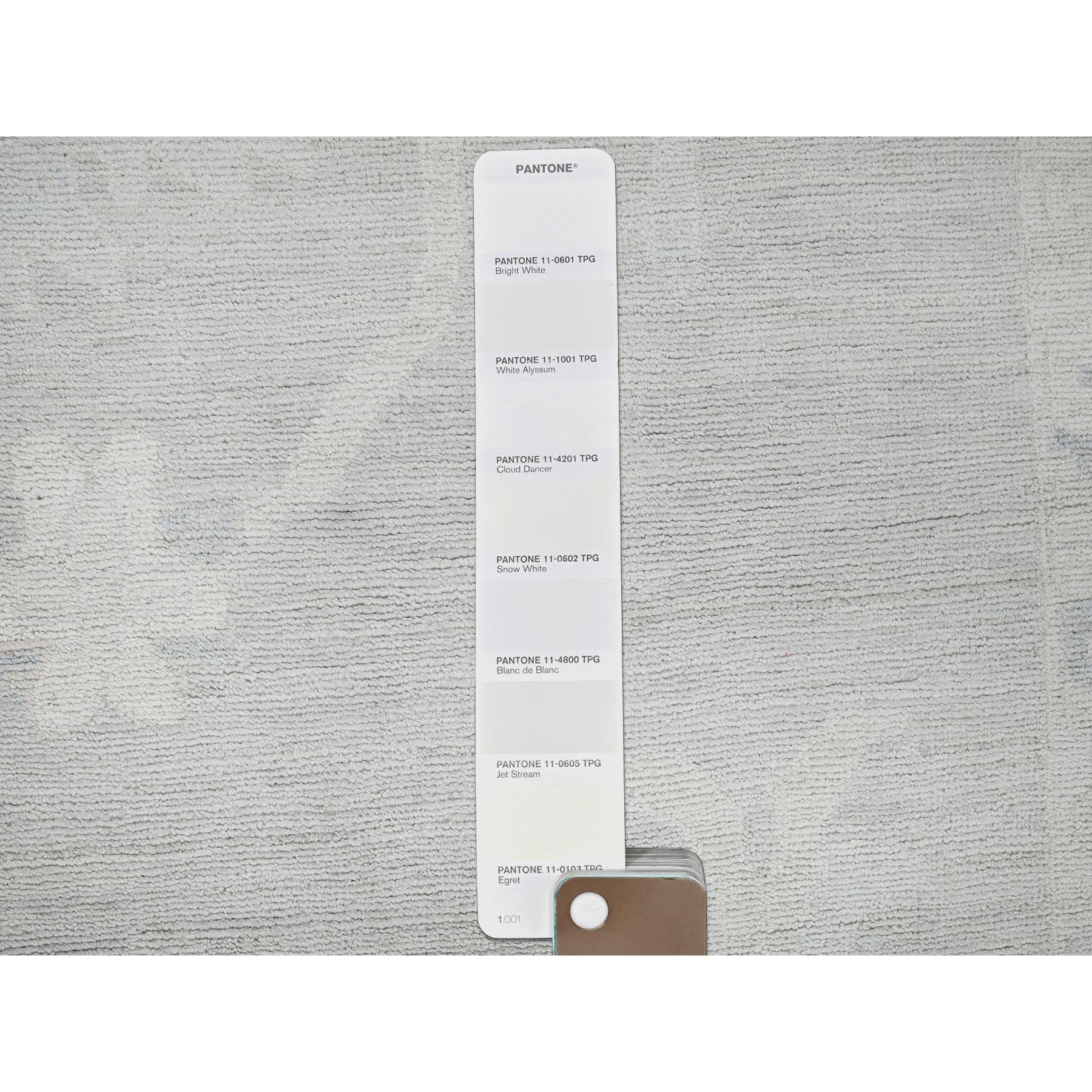 9'8"x13'10" Misty Gray, White Wash Peshawar with All Over Leaf Design, Hand Knotted, Pure Wool, Densely Woven, Oriental Rug Sh918