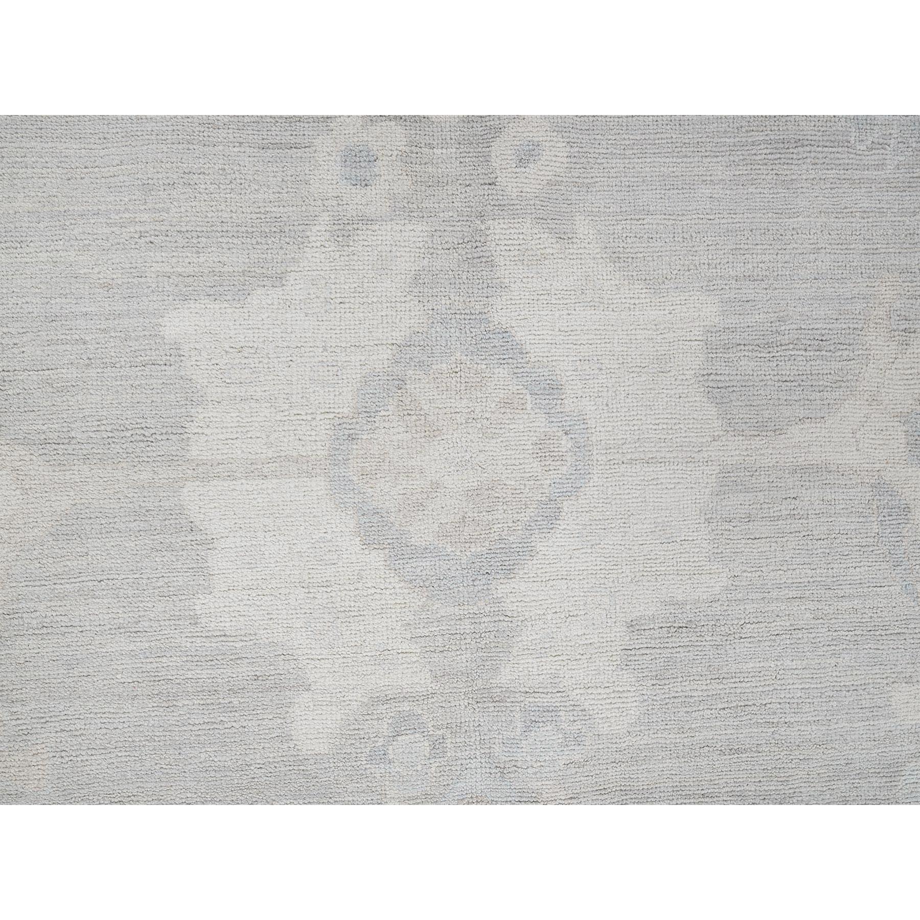9'8"x13'10" Misty Gray, White Wash Peshawar with All Over Leaf Design, Hand Knotted, Pure Wool, Densely Woven, Oriental Rug Sh918