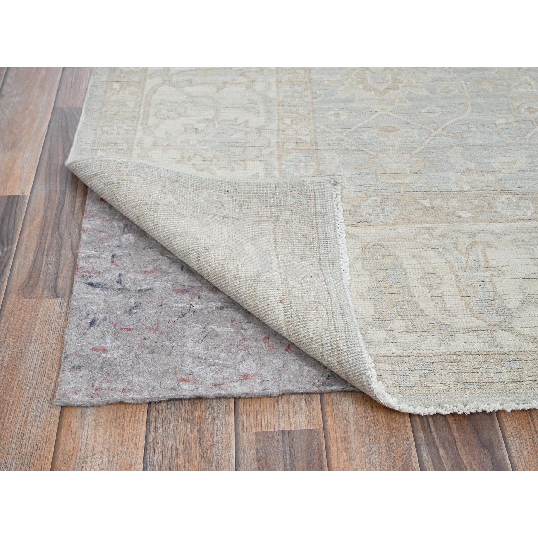 8'2"x9'6" Cloud Gray, White Wash Peshawar with All Over Vines Design, 100% Wool, Hand Knotted, Densely Woven, Oriental Rug Sh919