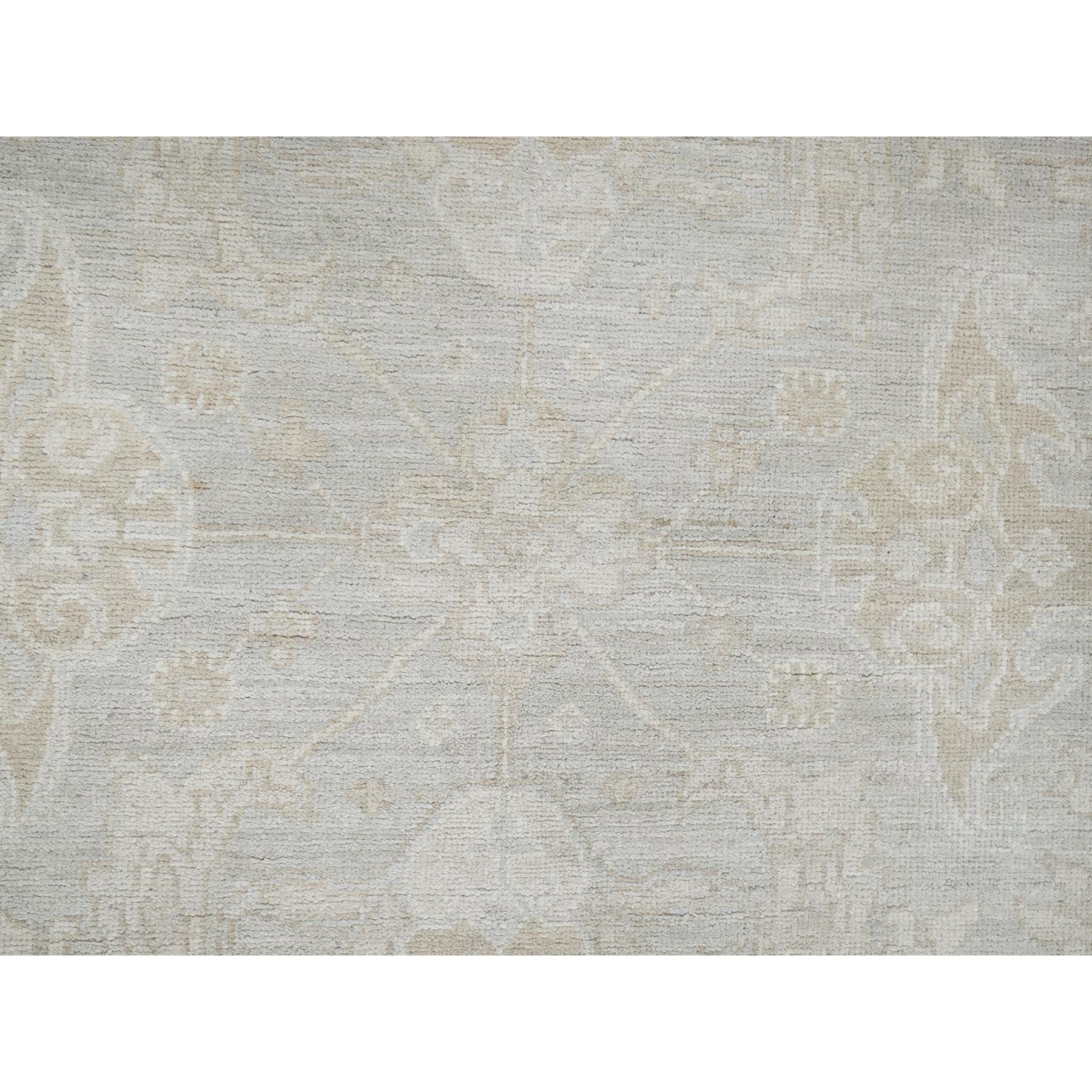 8'2"x9'6" Cloud Gray, White Wash Peshawar with All Over Vines Design, 100% Wool, Hand Knotted, Densely Woven, Oriental Rug Sh919