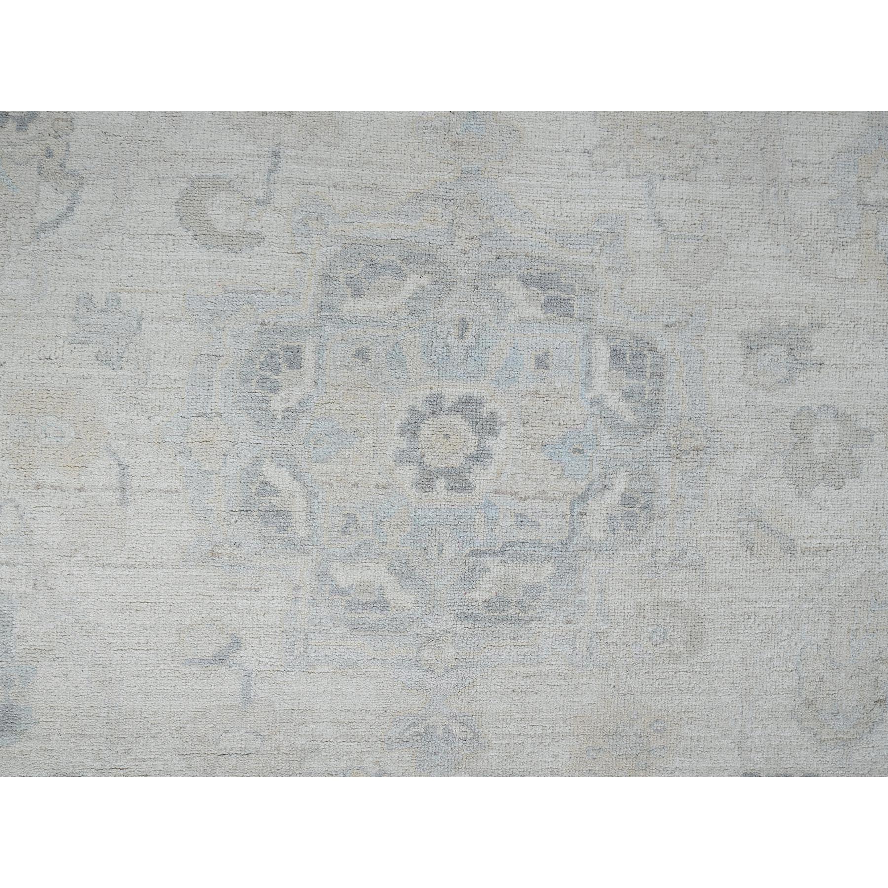 8'2"x10'1" Alabaster White, Washed Out Peshawar with Muted Colors Leaf Design, Hand Knotted, Pure Wool, Densely Woven, Oriental Rug Sh925