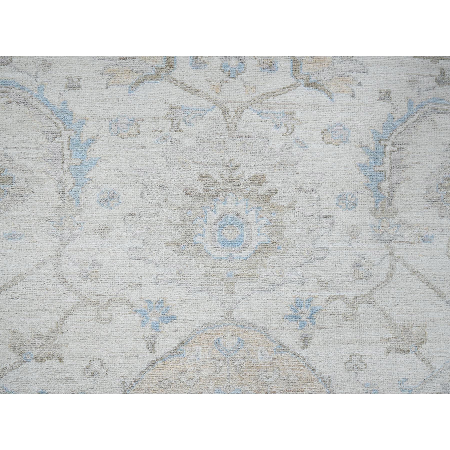 8'x9'8" Chiffon White, White Wash Peshawar with All Over Vines Design, Densely Woven, Hand Knotted, 100% Wool, Oriental Rug Sh926