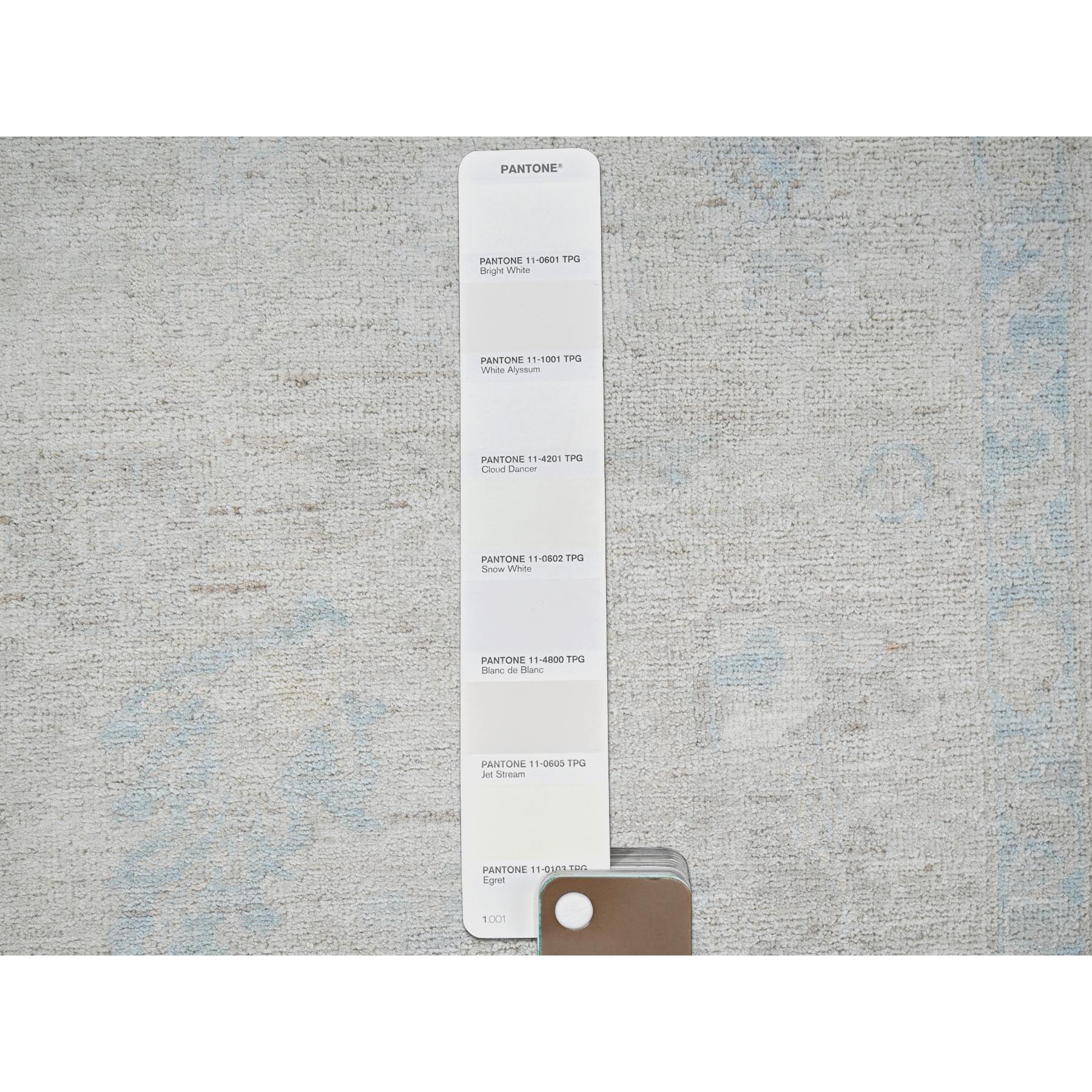 7'9"x9'10" Bone White, Washed Out Peshawar with Muted Colors Leaf Design, Pure Wool, Hand Knotted, Densely Woven, Oriental Rug Sh929