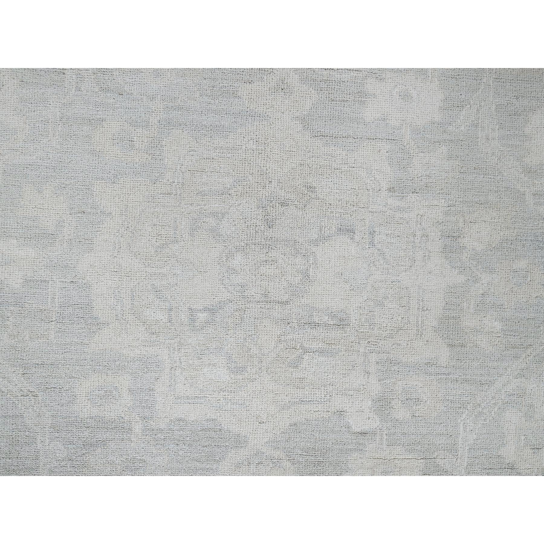 8'10"x12' Charcoal Gray, White Wash Peshawar with Large Leaf Design, 100% Wool, Hand Knotted, Densely Woven, Oriental Rug Sh930