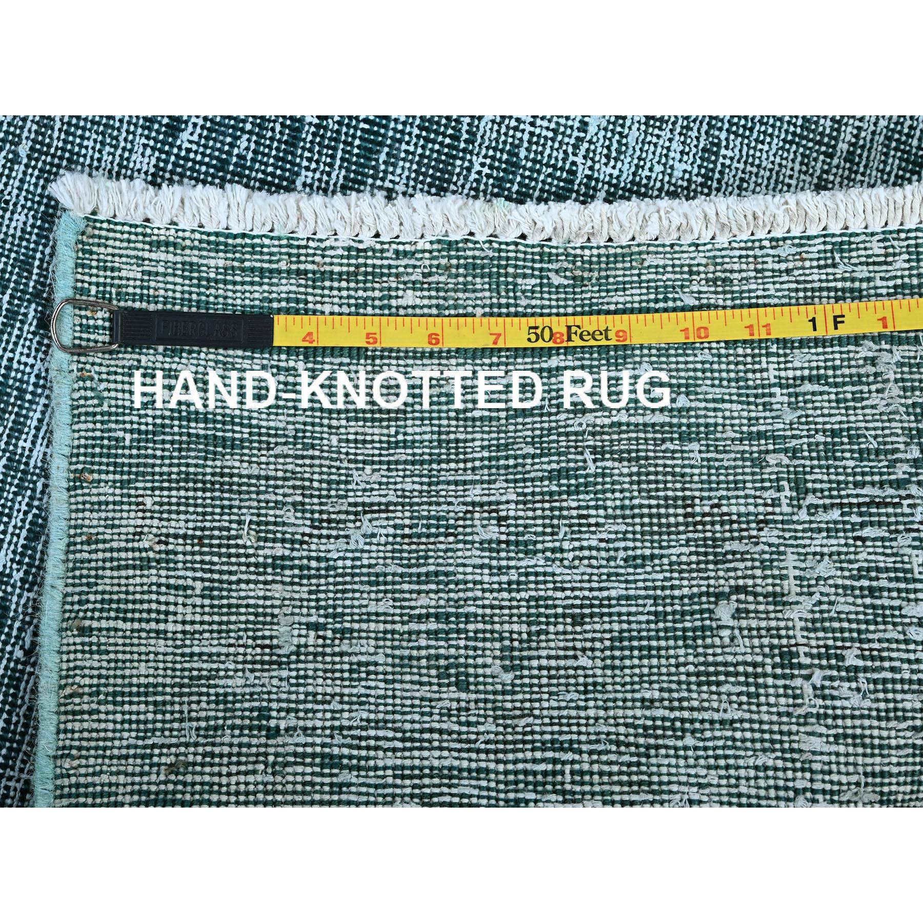 2'7"x7'9" Viridian Green, Overdyed Vintage Persian Tabriz, Worn and Distressed, Sides and Ends Professionally Secured, Shaved Low, Hand Knotted, 100% Wool, Fragment, Runner, Oriental Rug Sh934