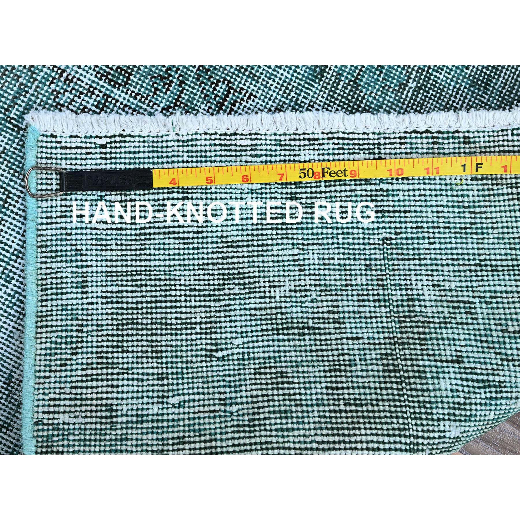 2'x5'8" Teal Blue, Overdyed Vintage Persian Tabriz, Worn and Distressed, Cropped Thin, Sides and Ends Professionally Secured, Hand Knotted, 100% Wool, Fragment, Short & Narrow Runner, Oriental Rug Sh950