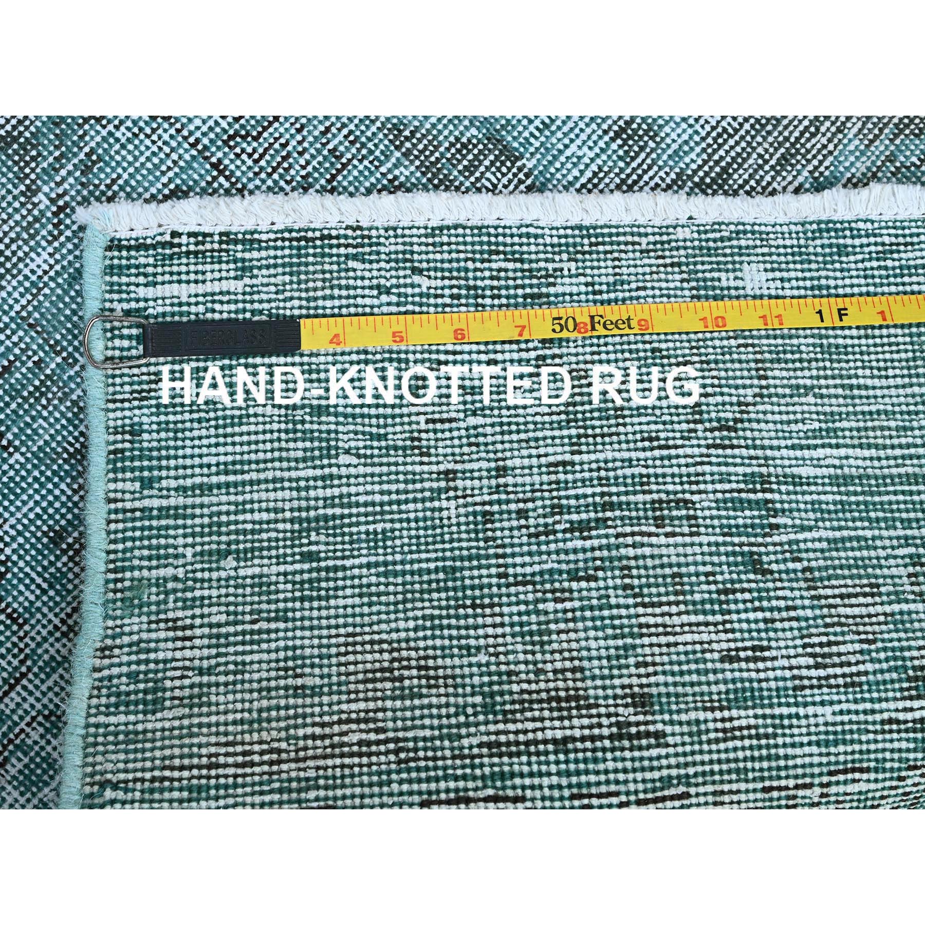 2'x5'9" Ocean Blue, Overdyed Vintage Persian Tabriz, Worn and Distressed, Sides and Ends Professionally Secured, Shaved Down, Hand Knotted, Pure Wool, Fragment, Short & Narrow Runner, Oriental Rug Sh952