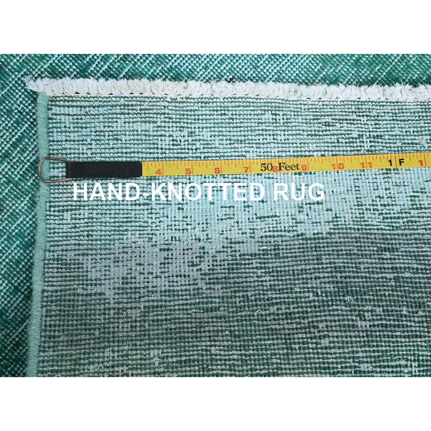 2'3'x4'6" Bottle Green, Overdyed Vintage Persian Tabriz, Worn and Distressed, Sides and Ends Professionally Secured, Shaved Down, Hand Knotted, 100% Wool, Fragment, Mat, Oriental Rug Sh955