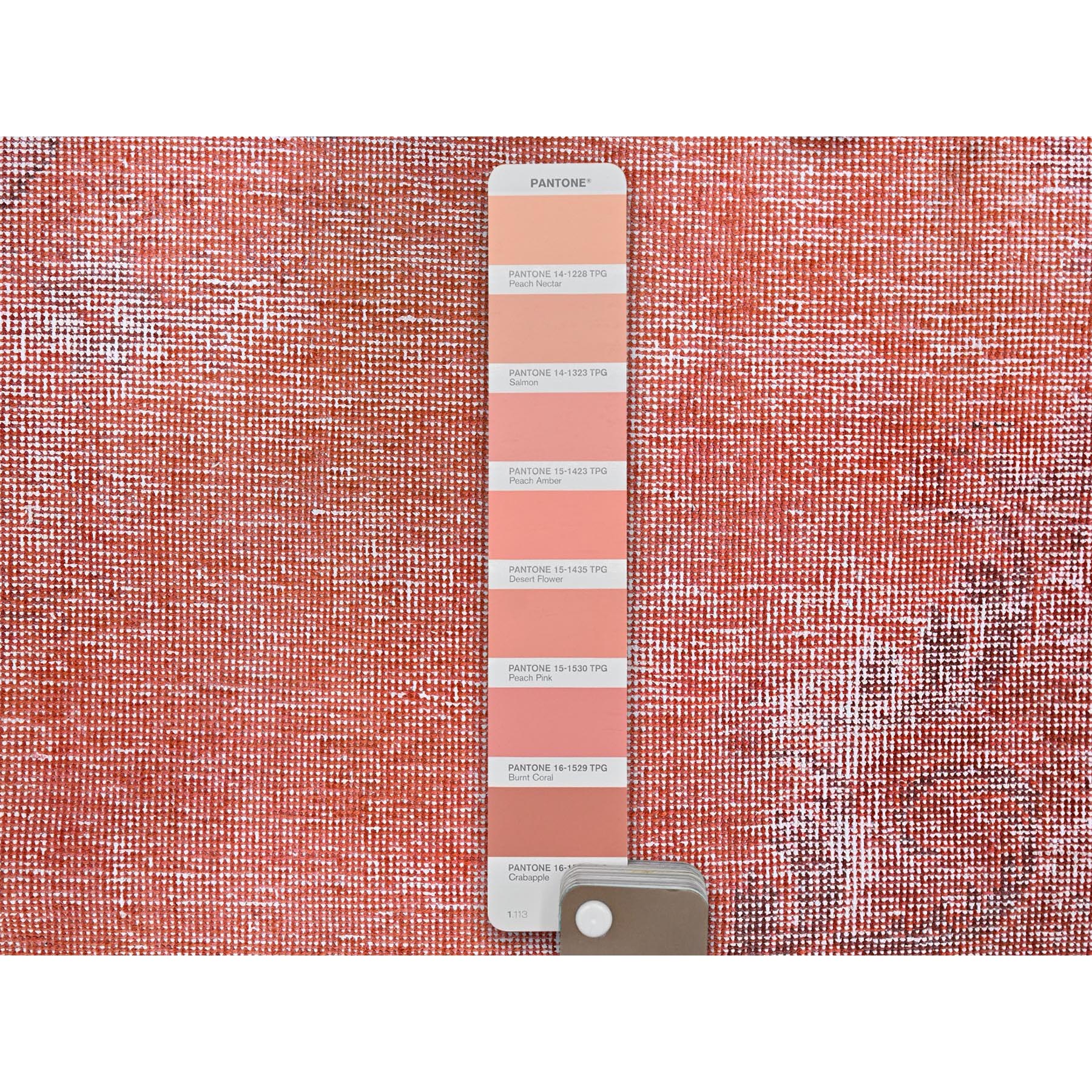 2'4"x5'6" Coral Red, Overdyed Vintage Persian Tabriz, Worn and Distressed, Sides and Ends Professionally Secured, Sheared Low, Hand Knotted, 100% Wool, Fragment, Short & Narrow Runner, Oriental Rug Sh956