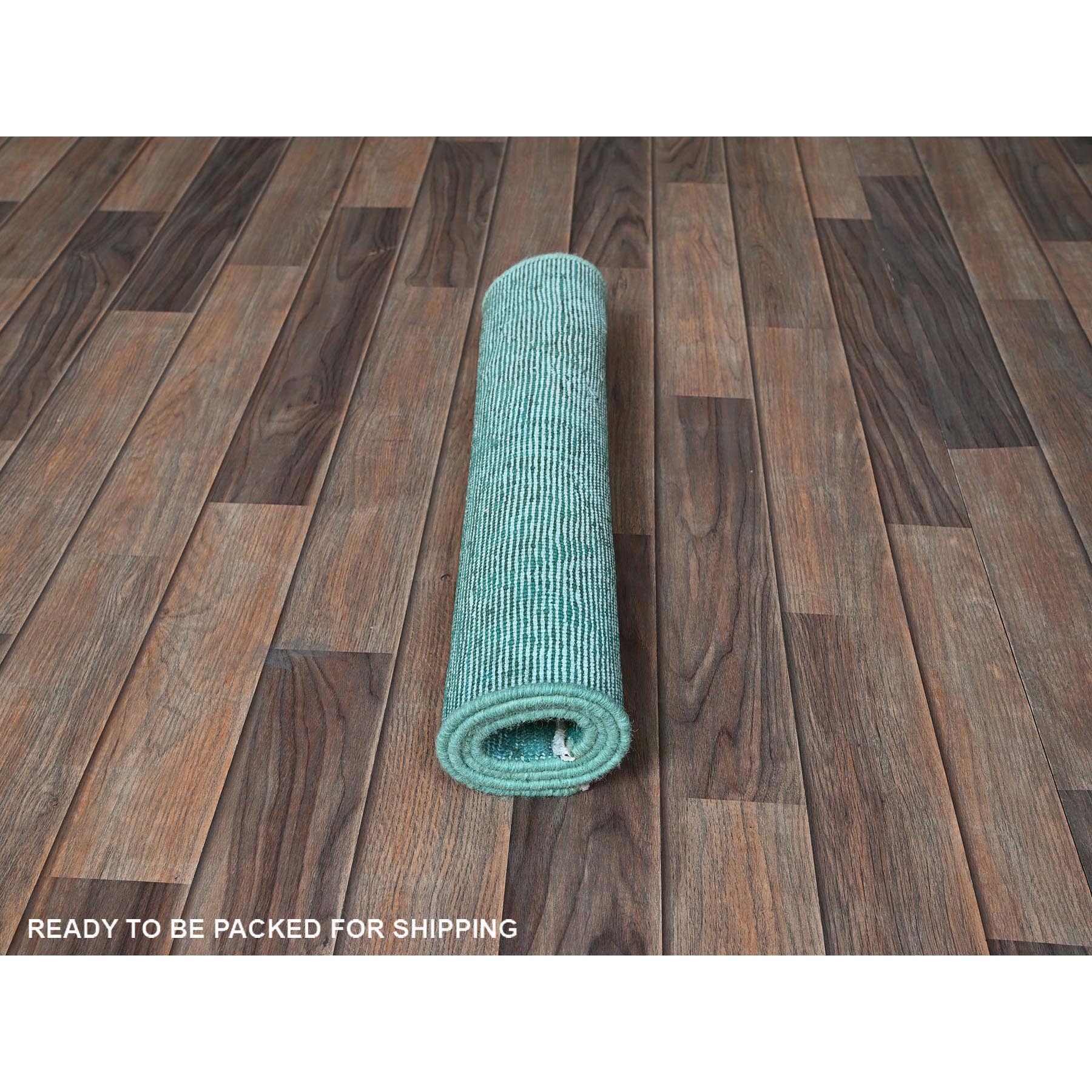 2'x3'6" Aqua Blue, Overdyed Vintage Persian Tabriz, Worn and Distressed, Sides and Ends Professionally Secured, Cropped Thin, Hand Knotted, 100% Wool, Fragment, Mat, Oriental Rug Sh957