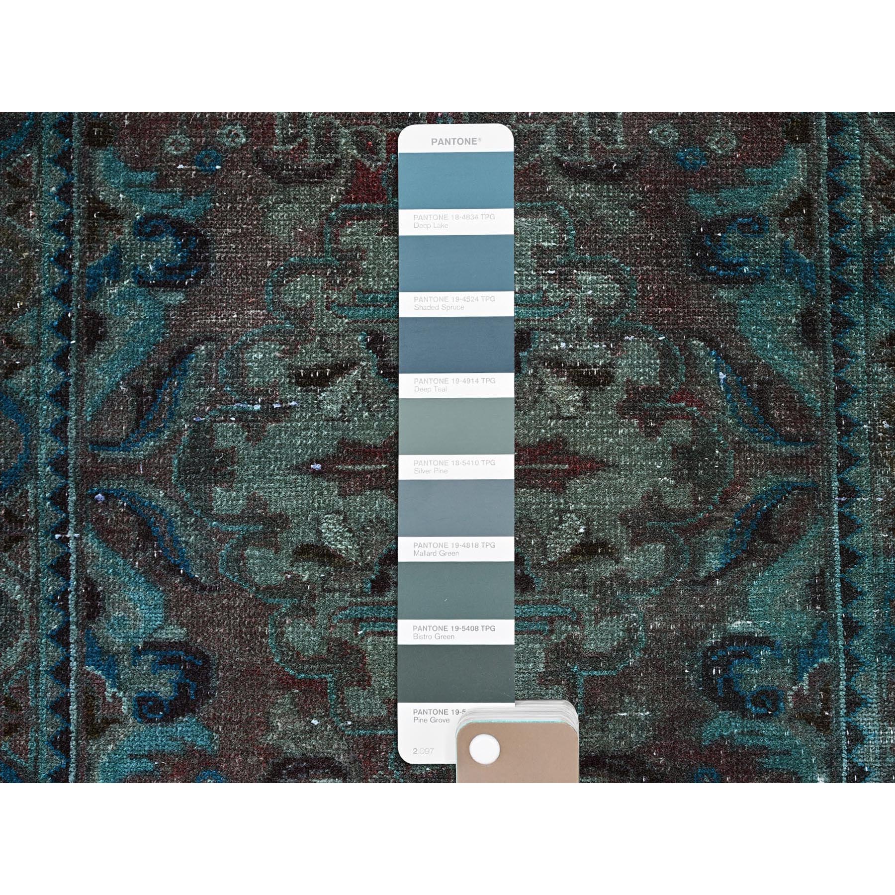 2'2"x4'2" Wine Red, Overdyed Vintage Persian Lilahan with Geometric Pattern, Shaved Low, Zero Pile, Evenly Worn, Sides and Ends Professionally Secured, Clean, Hand Knotted, 100% Wool, Mat, Oriental Rug Sh975