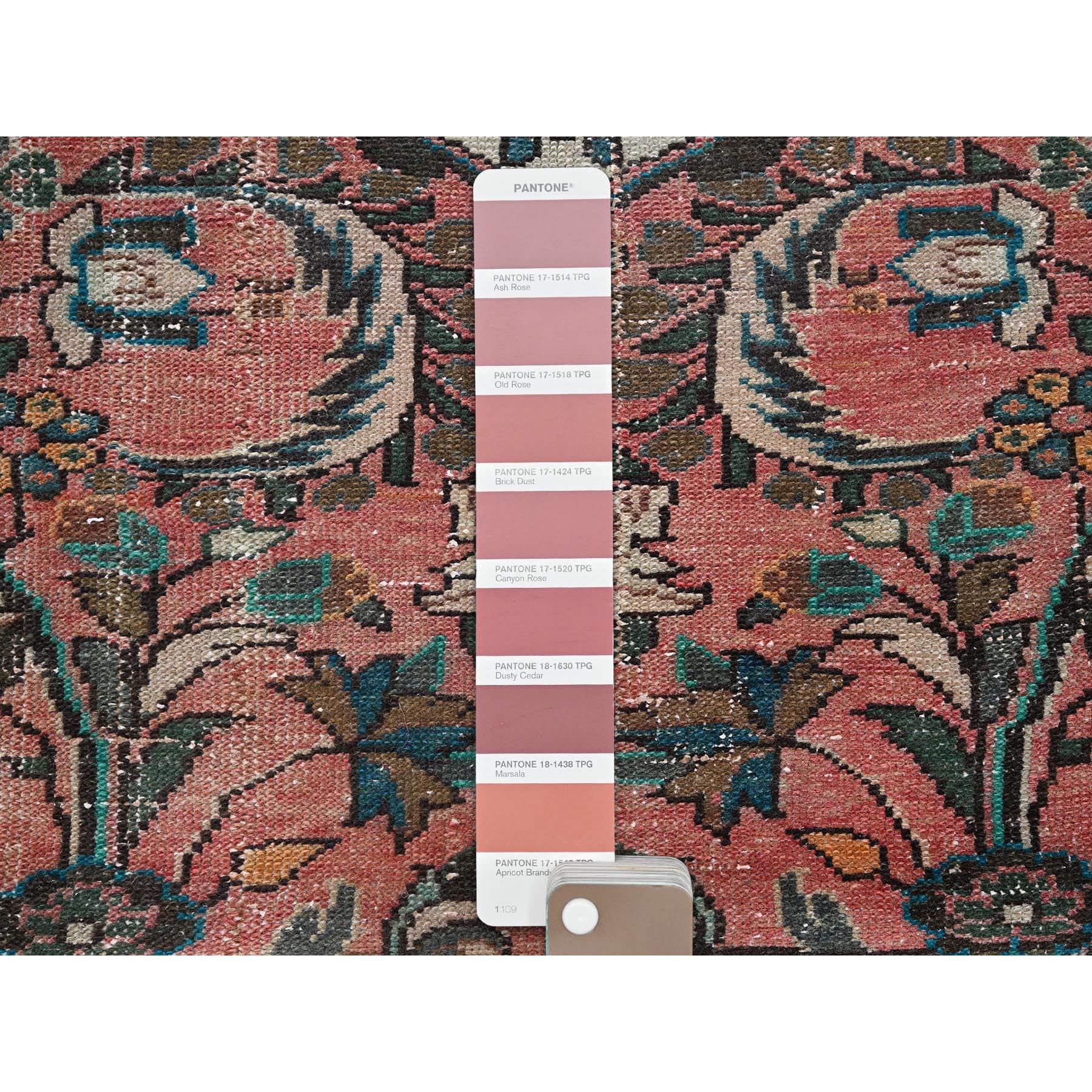 2'8"x8'3" Blush Red, Vintage Persian Lilahan with Medallion Design, Sheared Low, Zero Pile, Evenly Worn, Sides and Ends Professionally Secured, Clean, Hand Knotted, Pure Wool, Fragment Runner, Oriental Rug Sh988