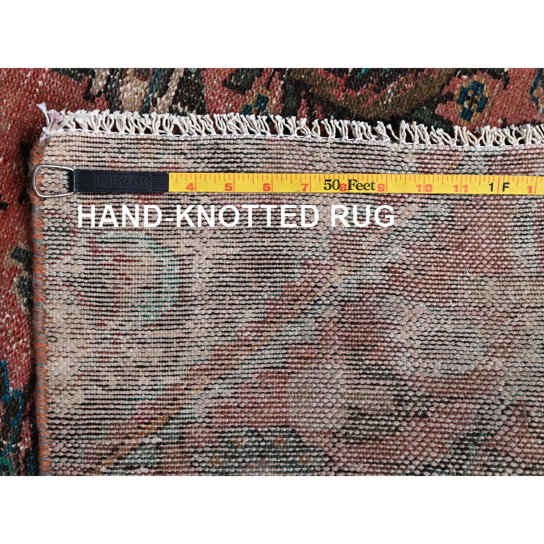 2'8"x8'3" Blush Red, Vintage Persian Lilahan with Medallion Design, Sheared Low, Zero Pile, Evenly Worn, Sides and Ends Professionally Secured, Clean, Hand Knotted, Pure Wool, Fragment Runner, Oriental Rug Sh988