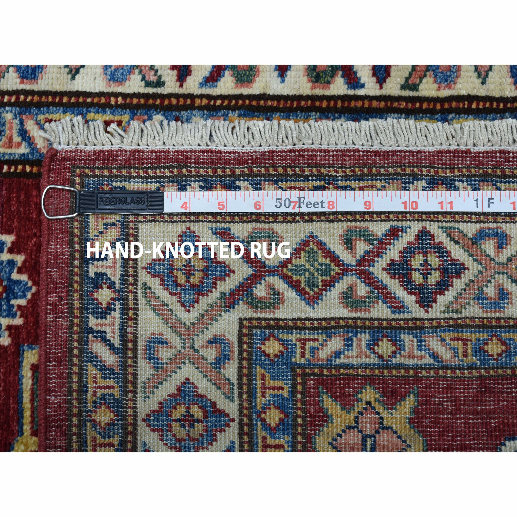 2-10 x20-1  Super Kazak Red Geometric Design Pure Wool Hand-Knotted XL Runner Oriental Rug 