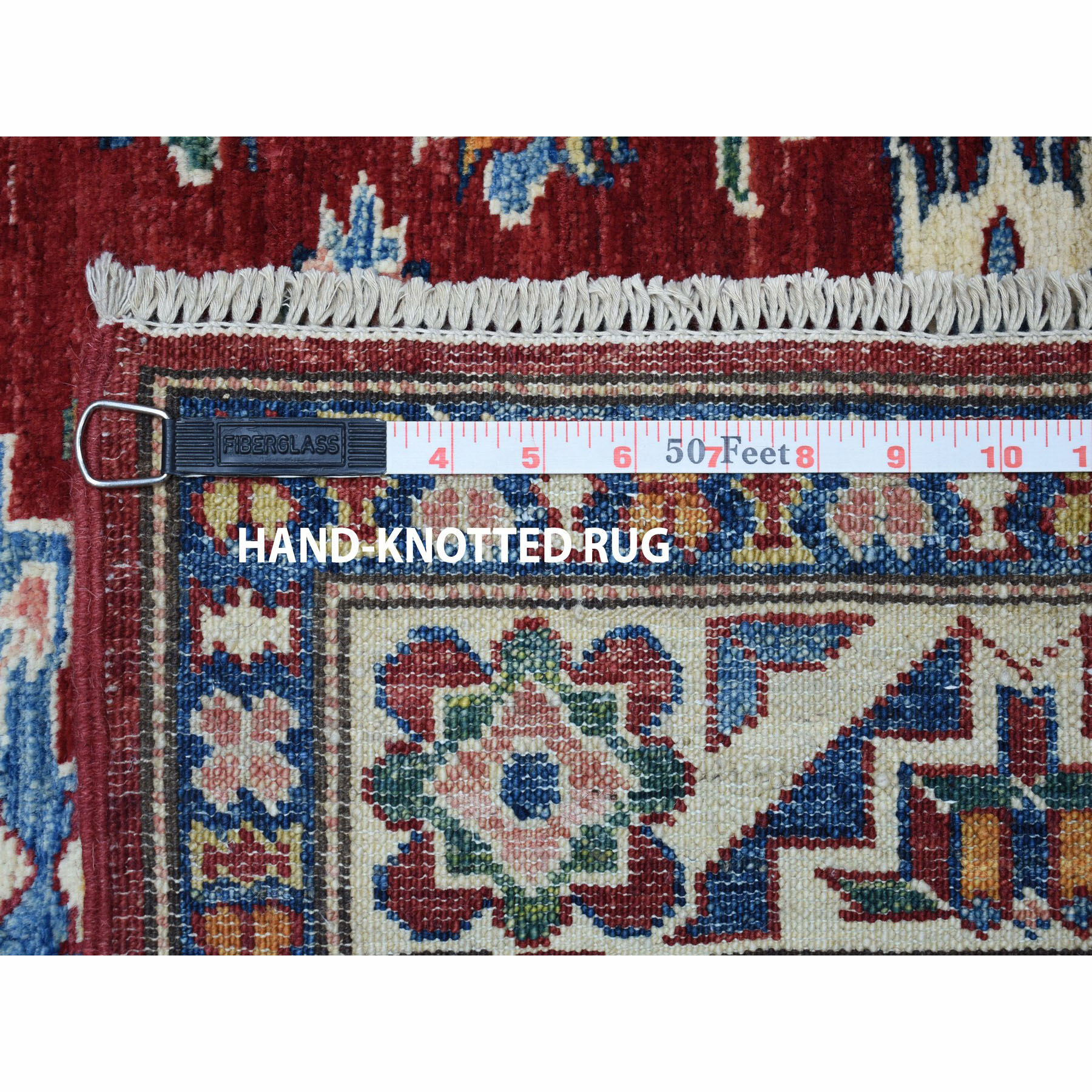 3-2 X4-9  Red Super Kazak Pure Wool Geometric Design Hand-Knotted Oriental Rug 