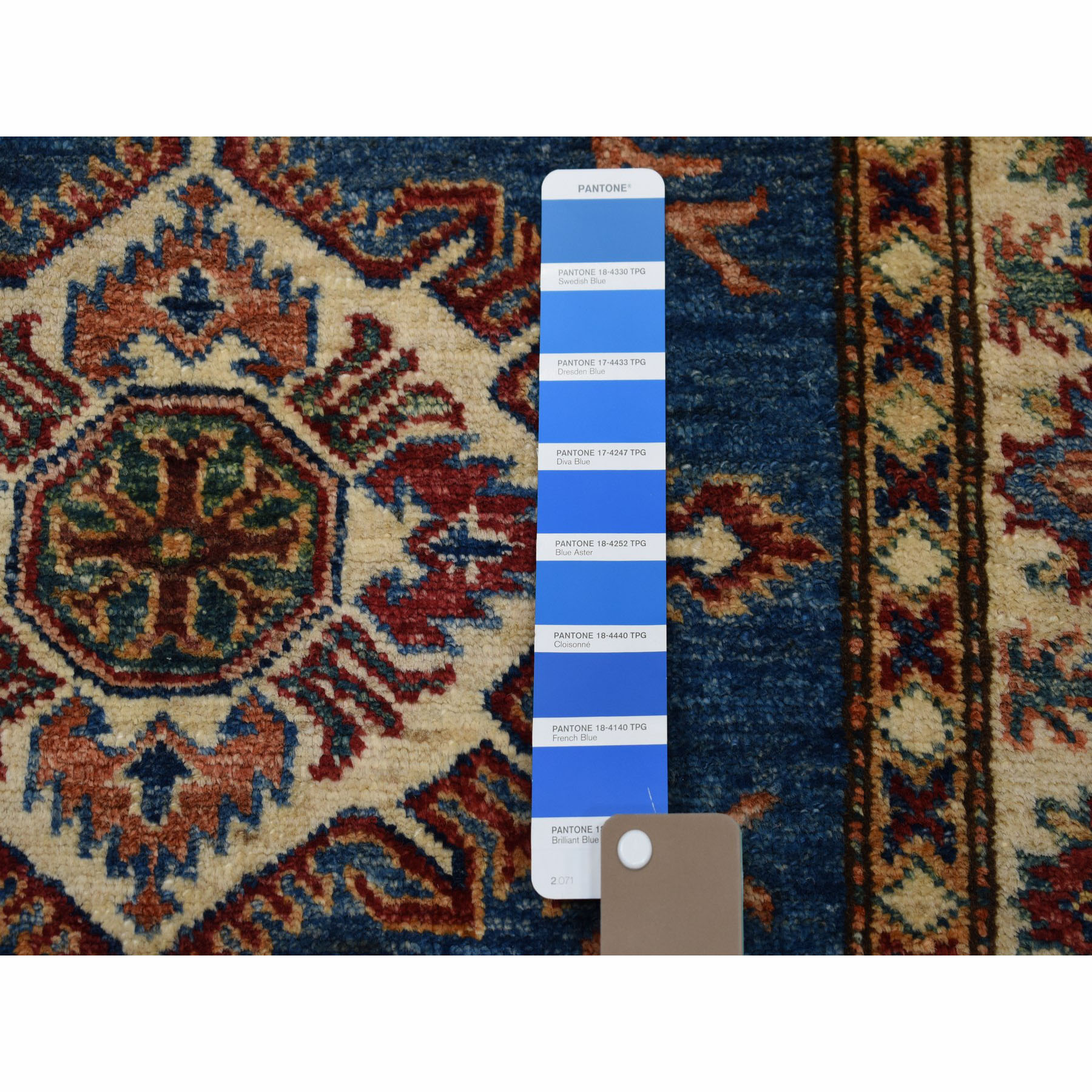 2-10 x3-10  Blue Super Kazak Pure Wool Geometric Design Hand-Knotted Oriental Rug 