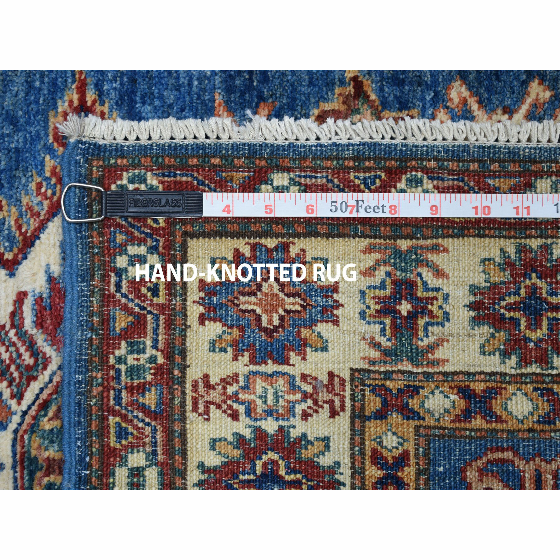 2-10 x3-10  Blue Super Kazak Pure Wool Geometric Design Hand-Knotted Oriental Rug 