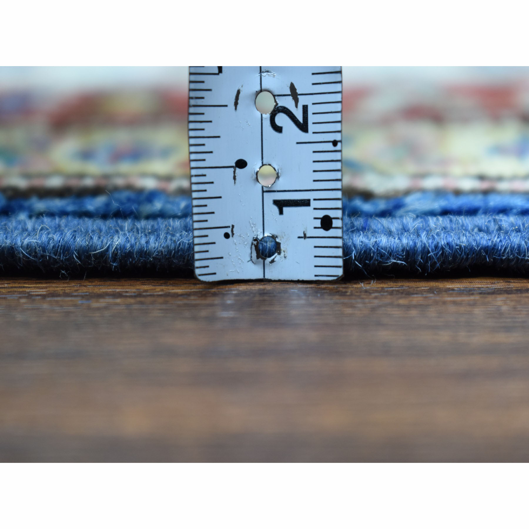 2-8 x4- Blue Super Kazak Pure Wool Geometric Design Hand-Knotted Oriental Rug 