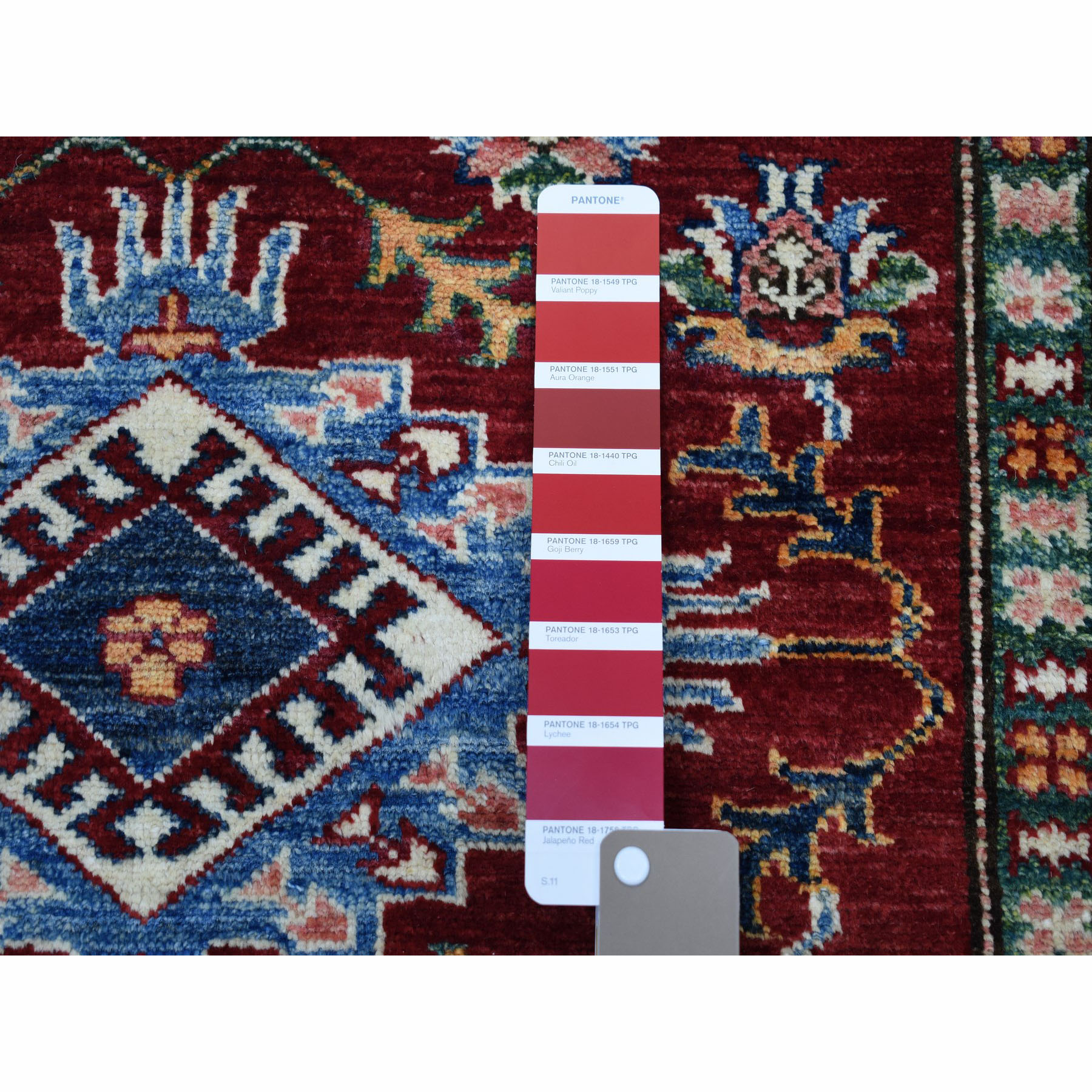 3-4 x4-8  Red Super Kazak Pure Wool Geometric Design Hand-Knotted Oriental Rug 
