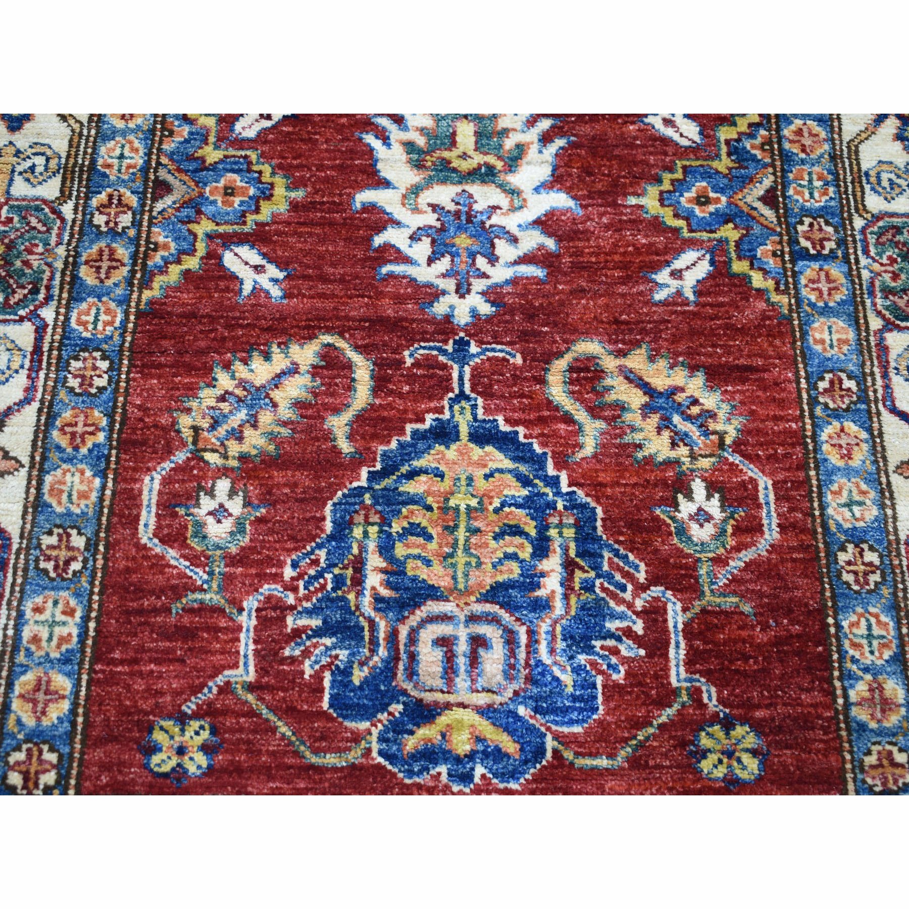 3-1 x5- Red Super Kazak Pure Wool Geometric Design Hand-Knotted Oriental Rug 