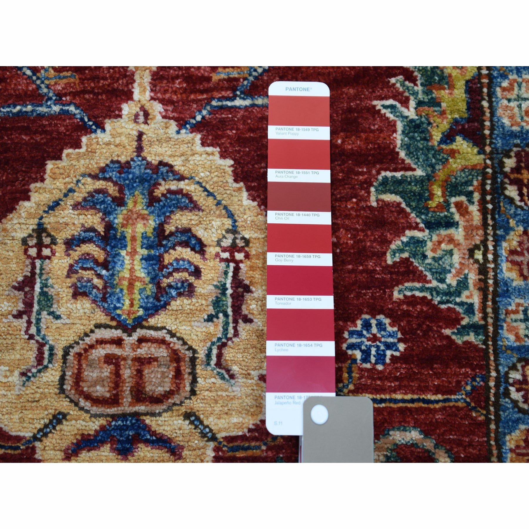 3-1 x5- Red Super Kazak Pure Wool Geometric Design Hand-Knotted Oriental Rug 