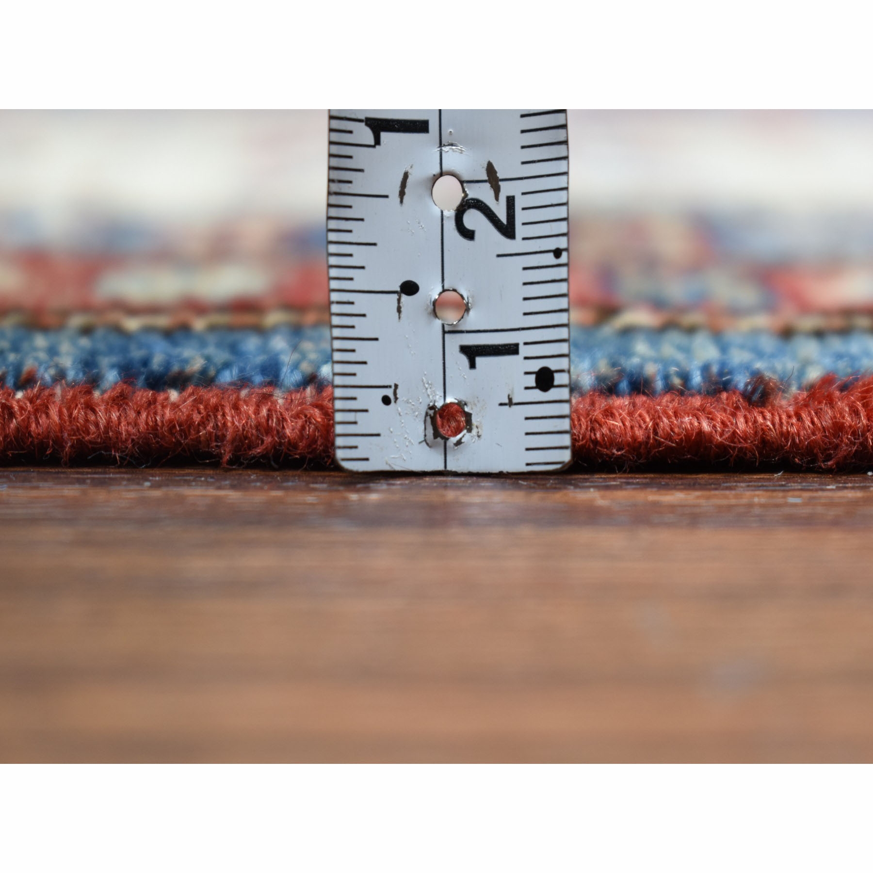 3-5 x5- Blue Super Kazak Pure Wool Geometric Design Hand-Knotted Oriental Rug 