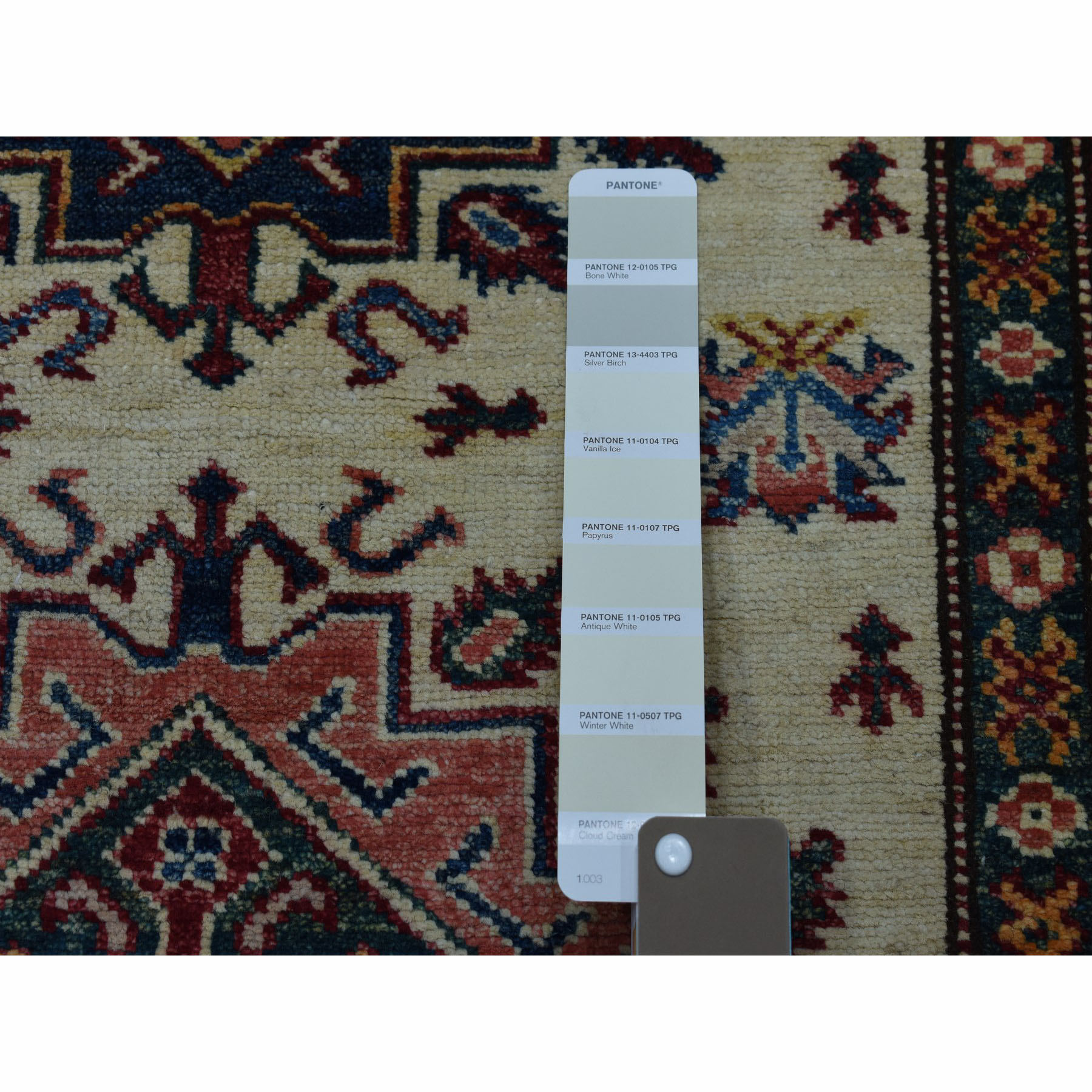 2-9 x19-1  Ivory Super Kazak Geometric Design Hand-Knotted XL Runner Oriental Rug 