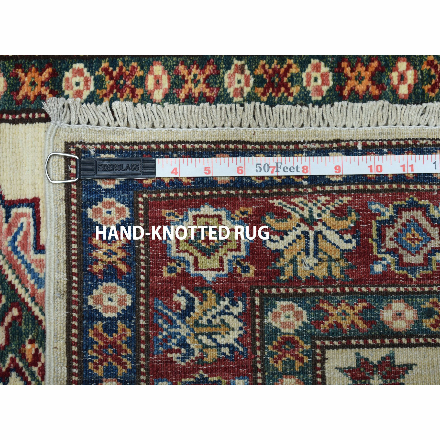 2-9 x19-1  Ivory Super Kazak Geometric Design Hand-Knotted XL Runner Oriental Rug 