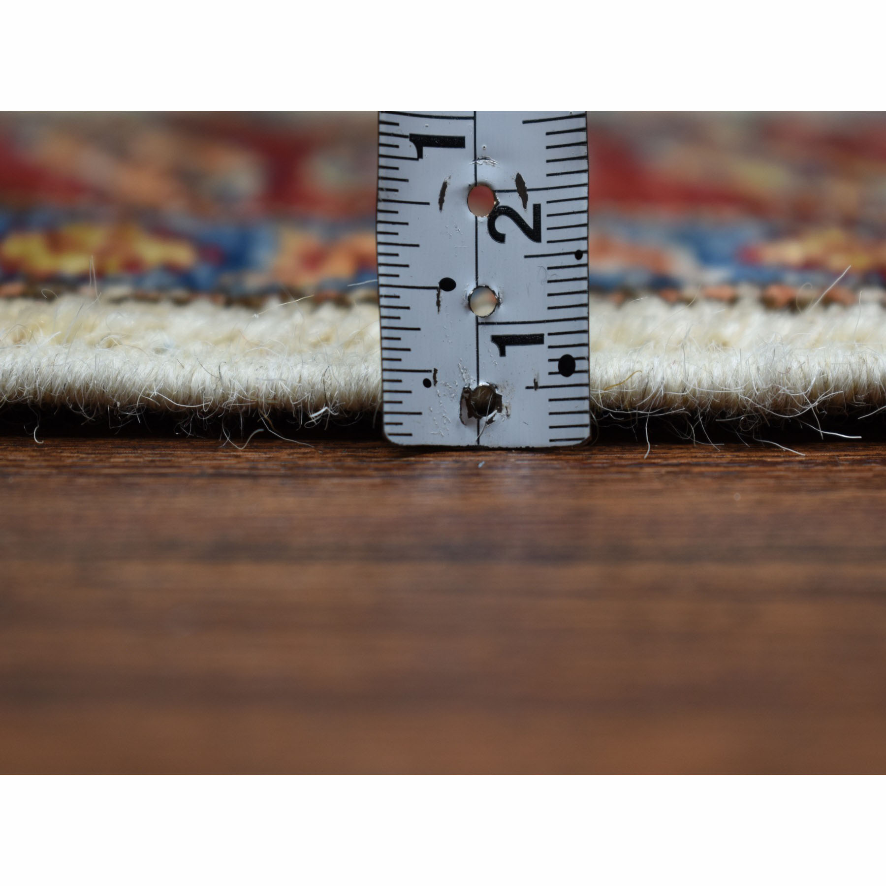 2-x6-3  Ivory Super Kazak Pure Wool Geometric Design Hand-Knotted Oriental Runner Rug 