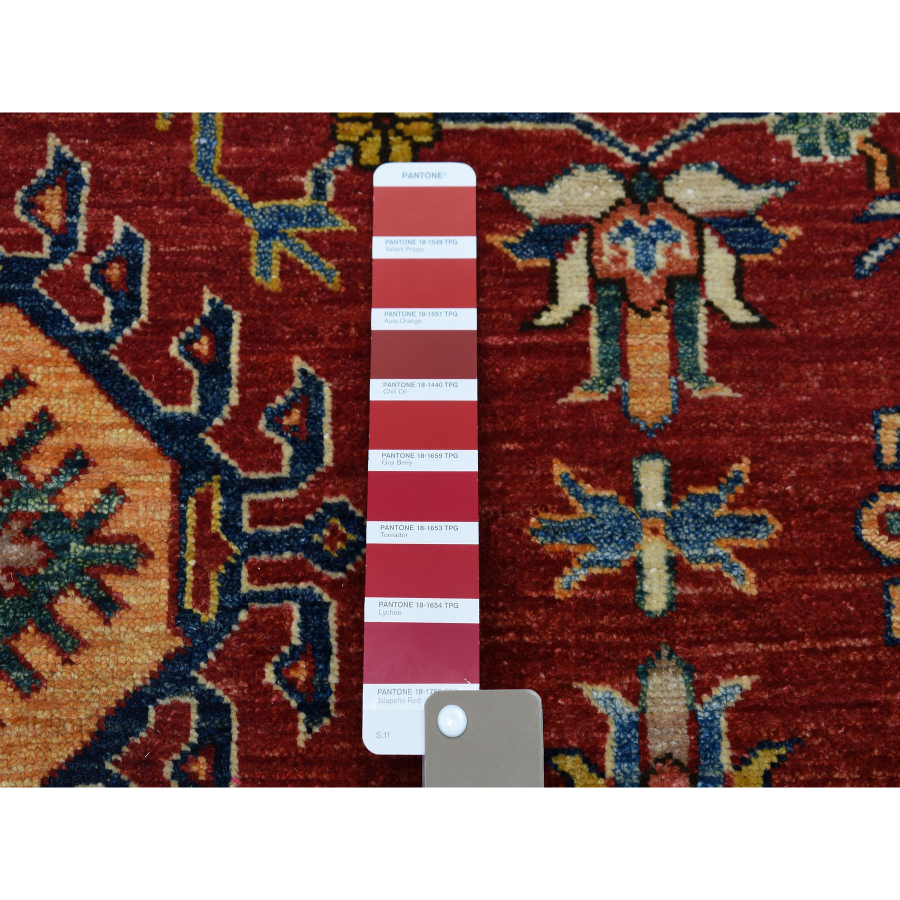 8-9 x11-9  Red Super Kazak Pure Wool Geometric Design Hand-Knotted Oriental Rug 