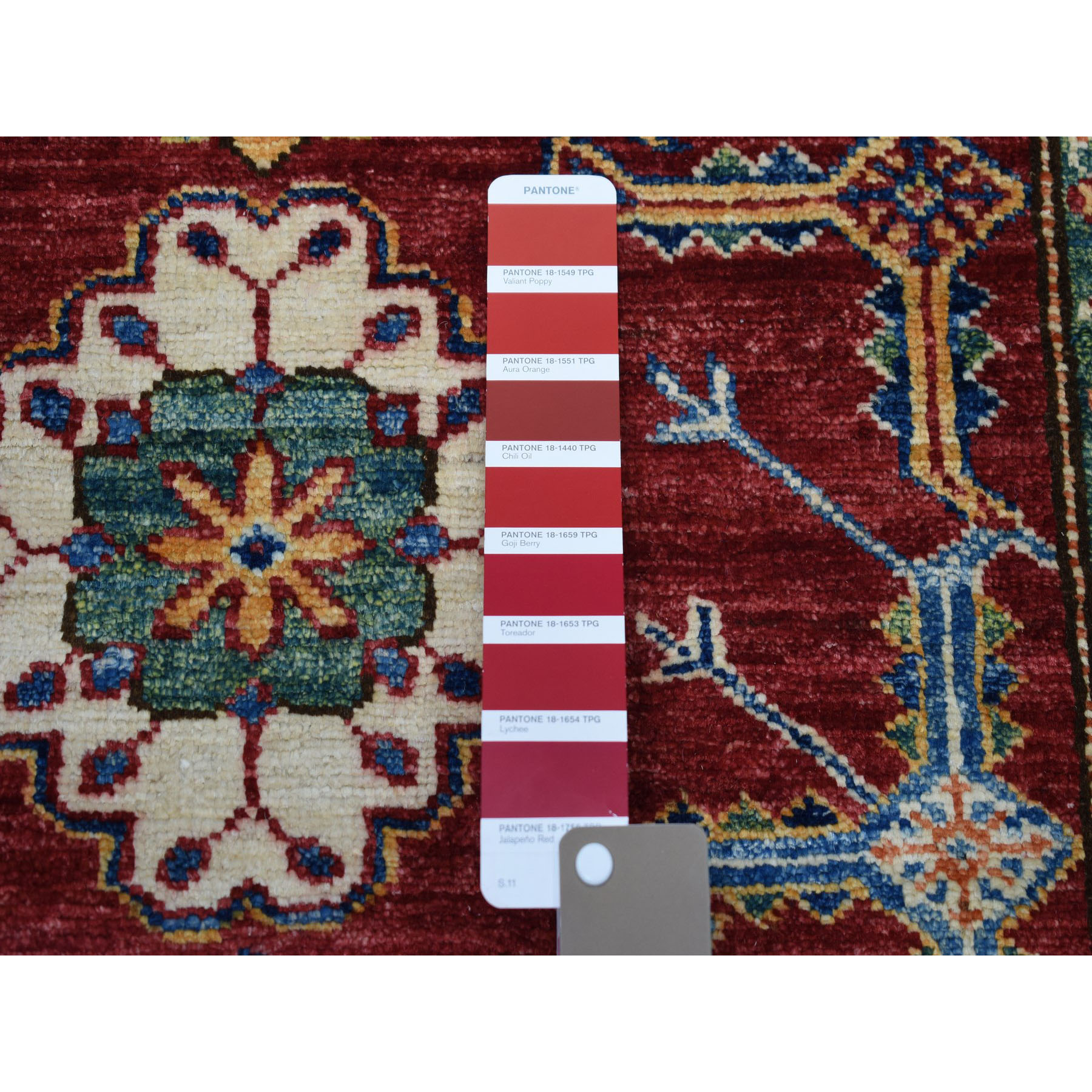 3-4 x19-3  Red Super Kazak Geometric Design Hand-Knotted XL Runner Oriental Rug 