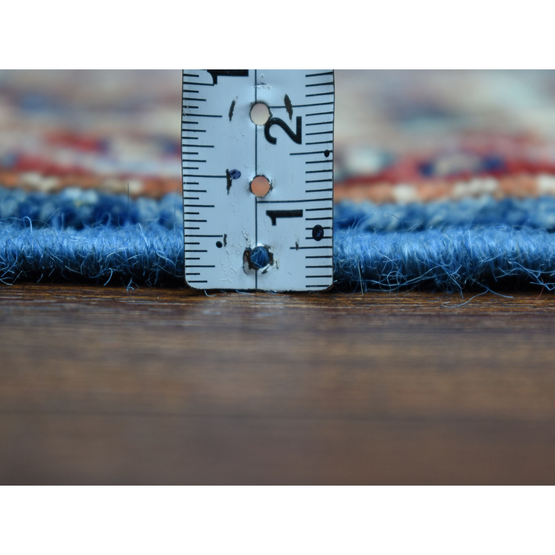 3-3 x4-8  Blue Super Kazak Geometric Design Pure Wool Hand-Knotted Oriental Rug 