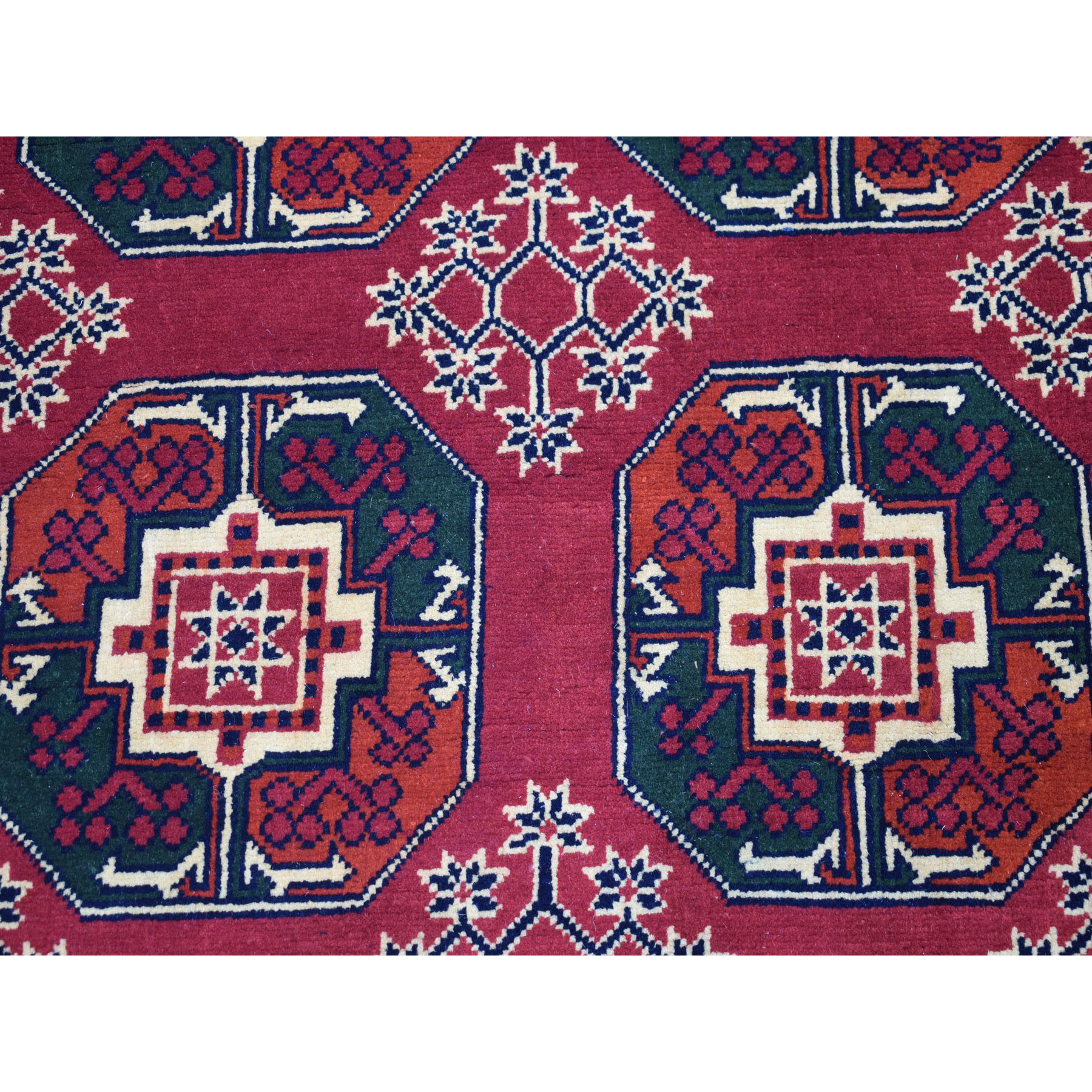 3-3 x5-3  Vintage Red Elephant Feet Design Afghan Andkhoy Pure Wool Hand-Knotted Oriental Rug 