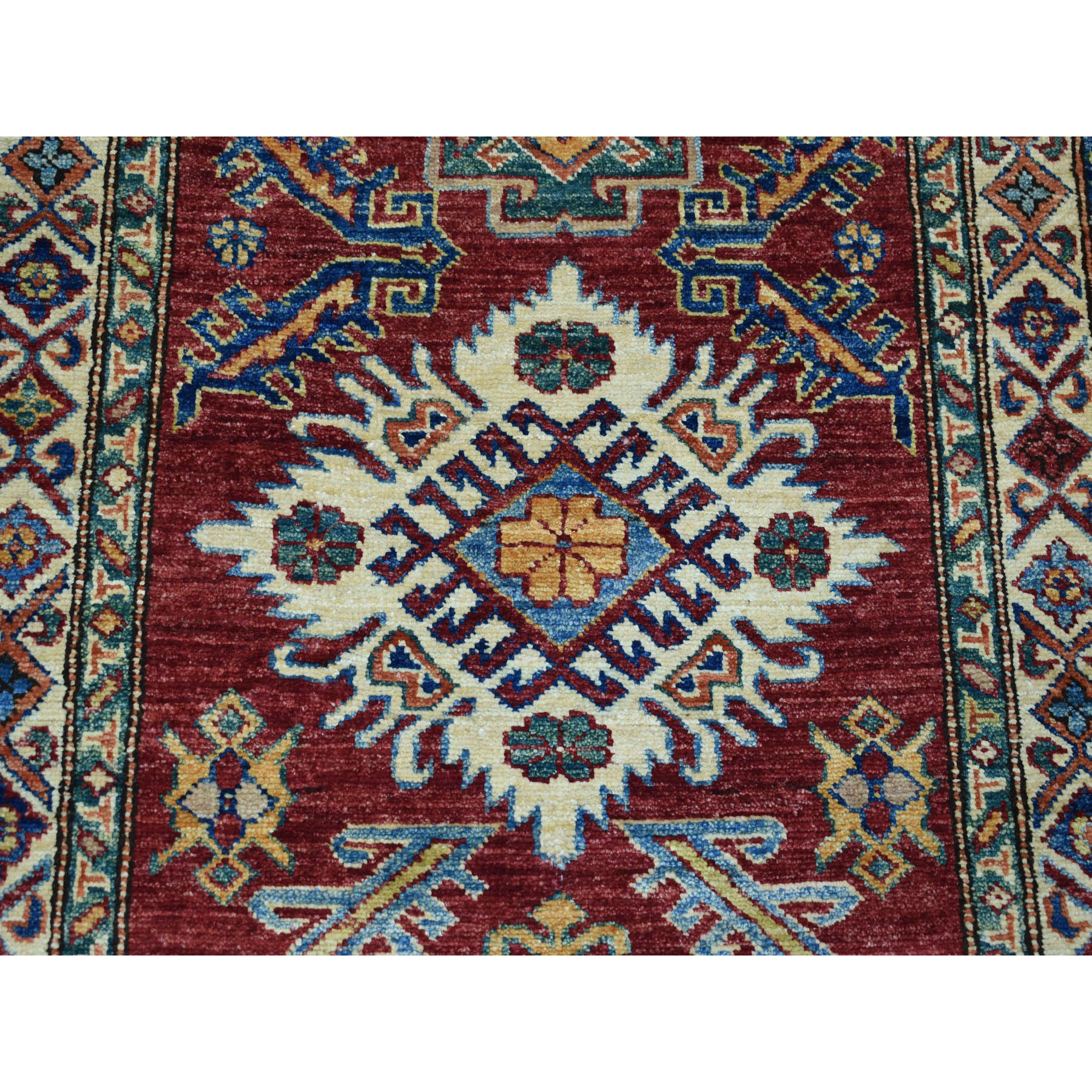 2-8 x20- Red Super Kazak Geometric Design XL Runner Pure Wool Hand-Knotted Oriental Rug 