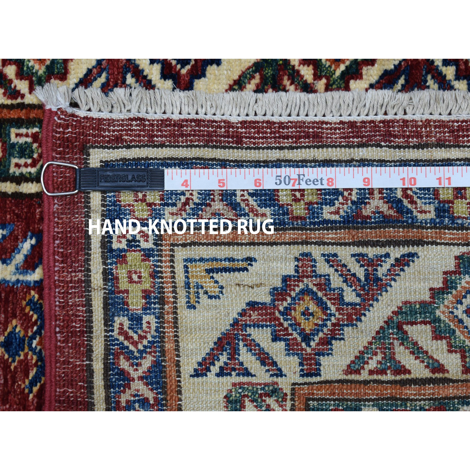 3-4 x19- Red Super Kazak Geometric Design Pure Wool XL Runner Hand-Knotted Oriental Rug 