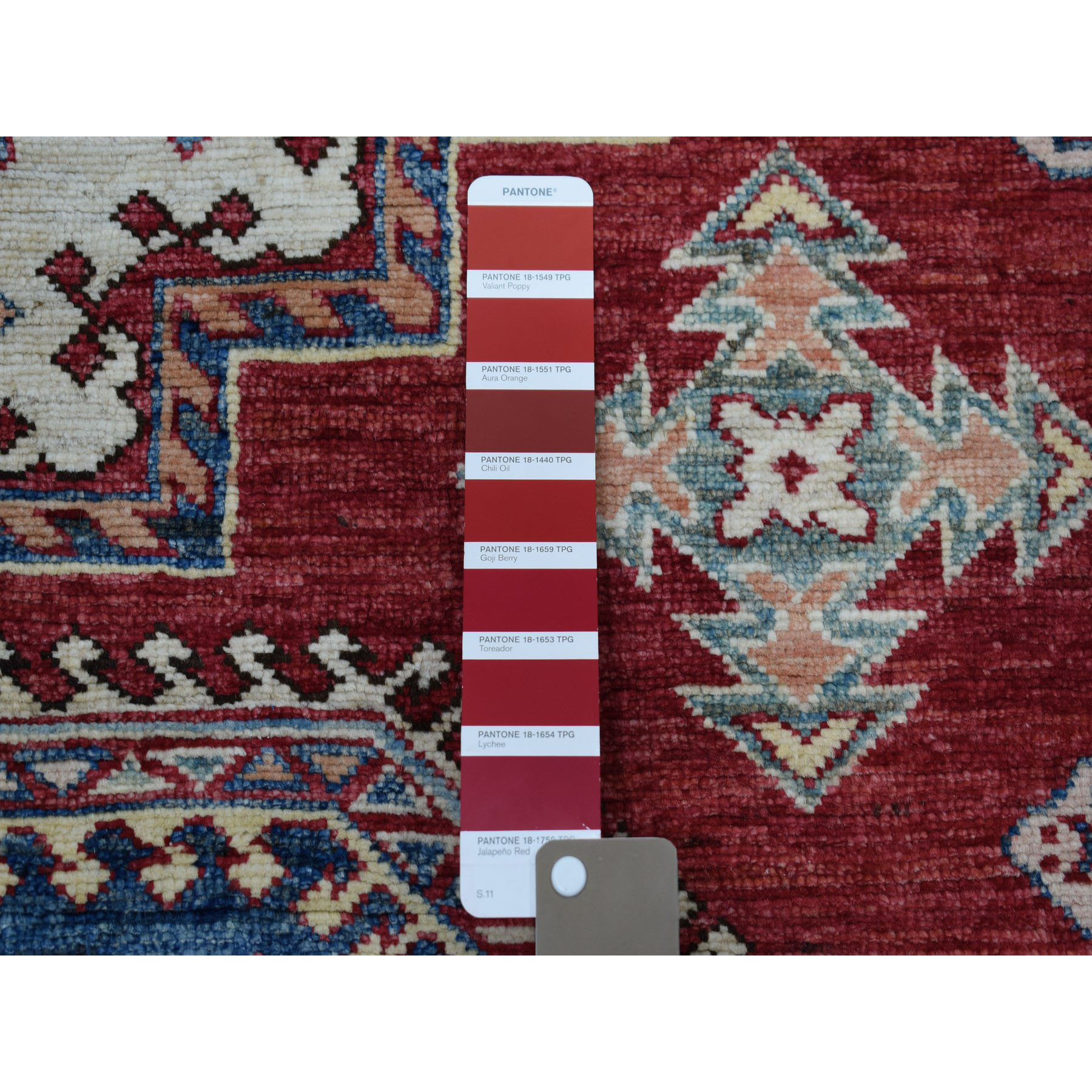 5-9 x8-9  Red Super Kazak Pure Wool Geometric Design Hand-Knotted Oriental Rug 