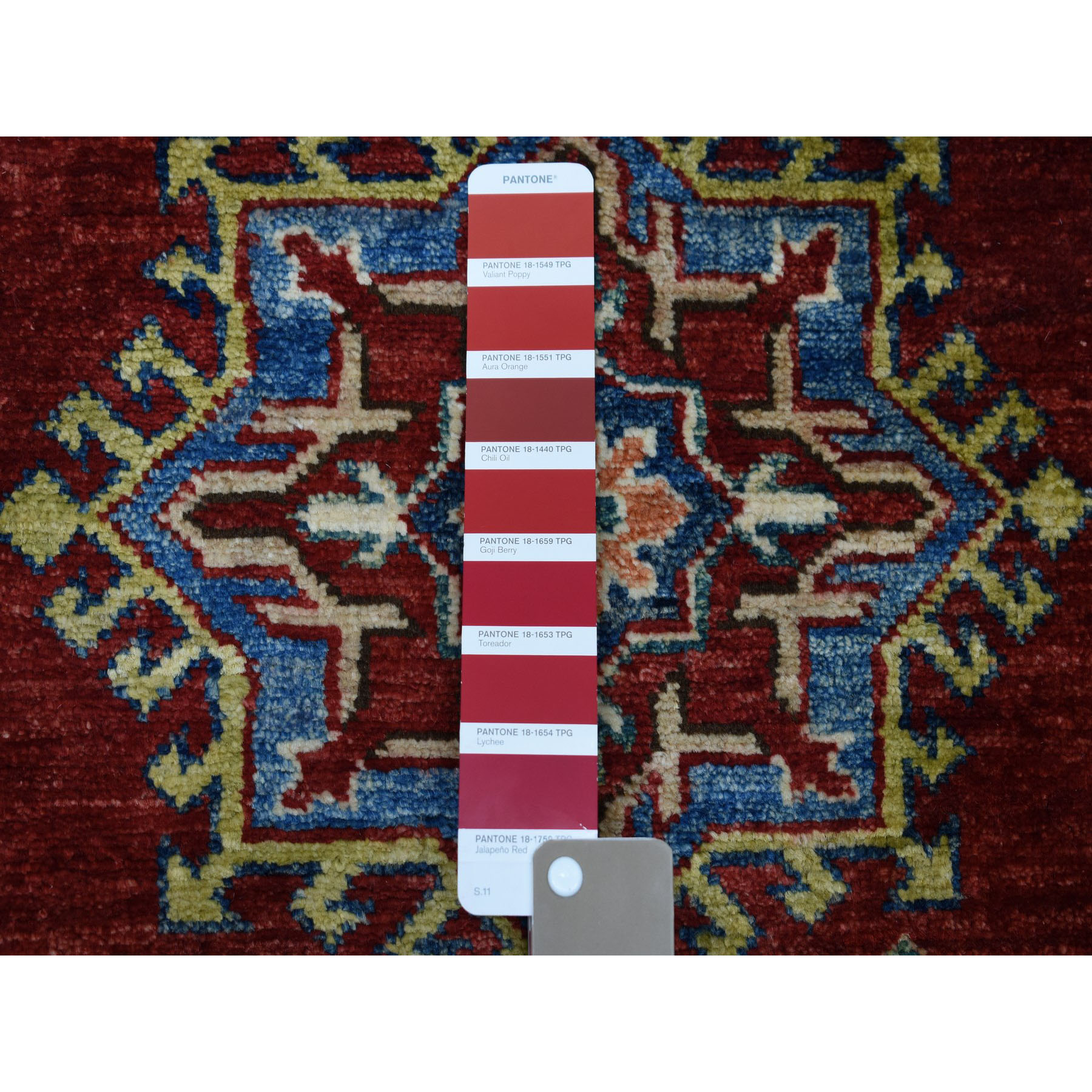 2-10 x13-9  Red Super Kazak Pure Wool Geometric Design Hand-Knotted Runner Oriental Rug 