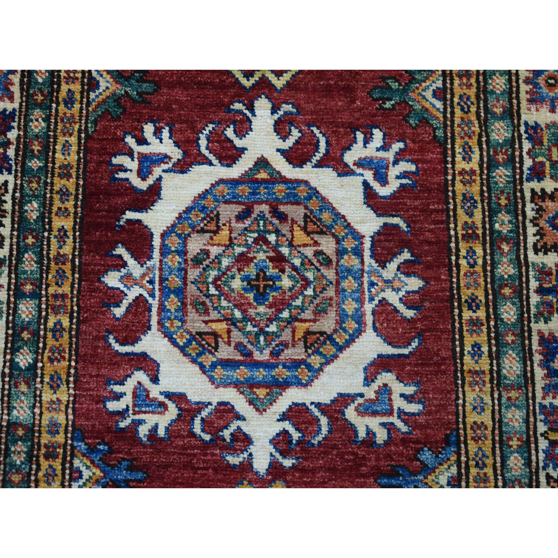 2-8 x19-5  Red Super Kazak Pure Wool Geometric Design Hand-Knotted XL Runner Oriental Rug 