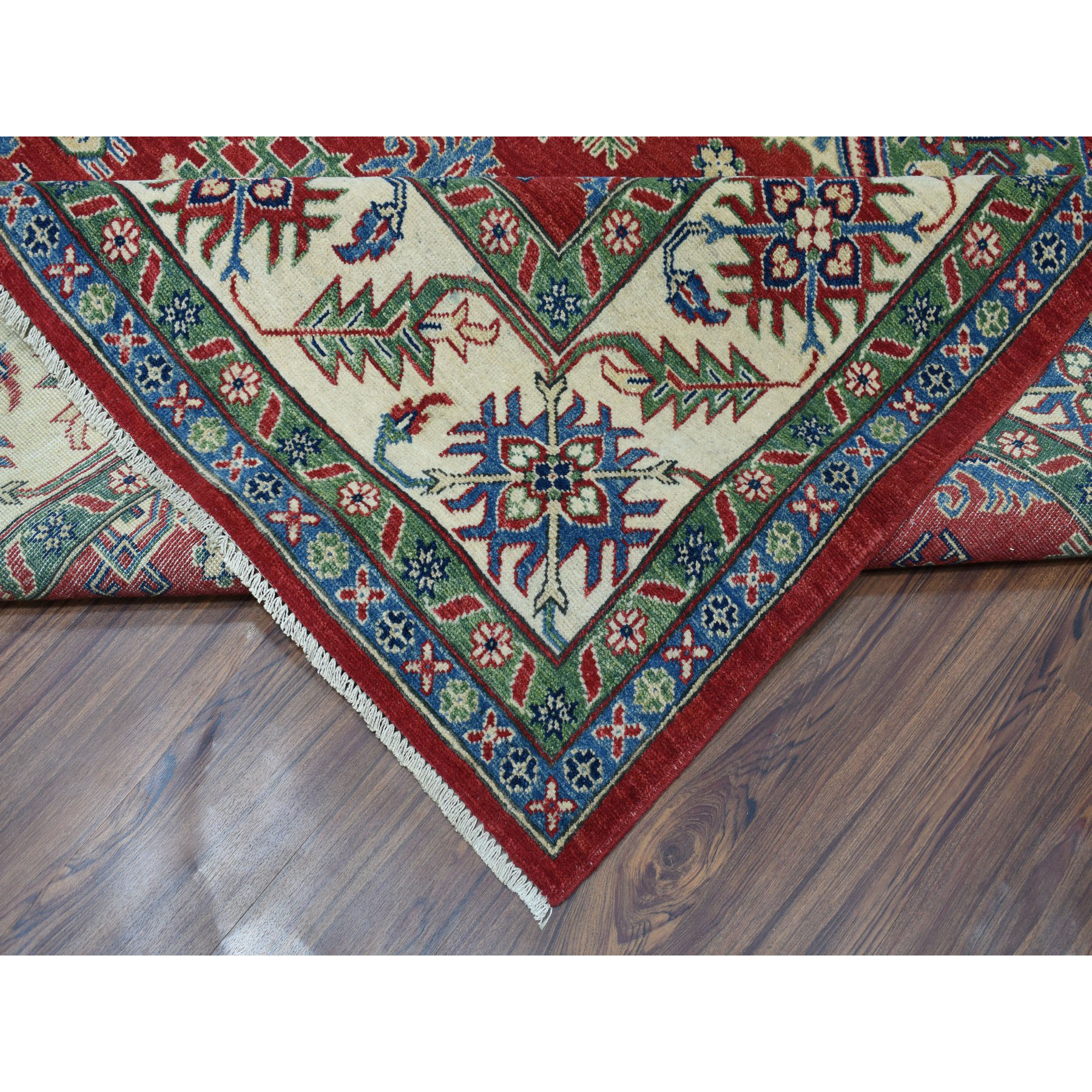 8-x10  Red Kazak Geometric Design Pure Wool Hand-Knotted Oriental Rug 