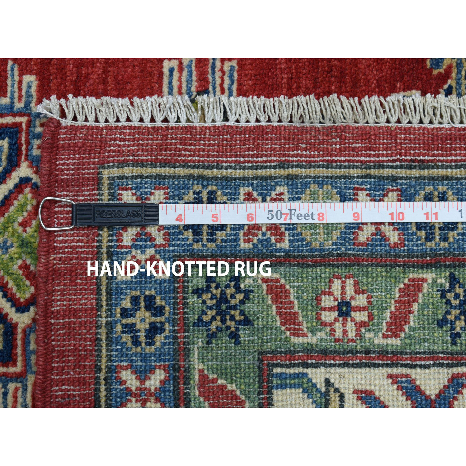 8-x10  Red Kazak Geometric Design Pure Wool Hand-Knotted Oriental Rug 