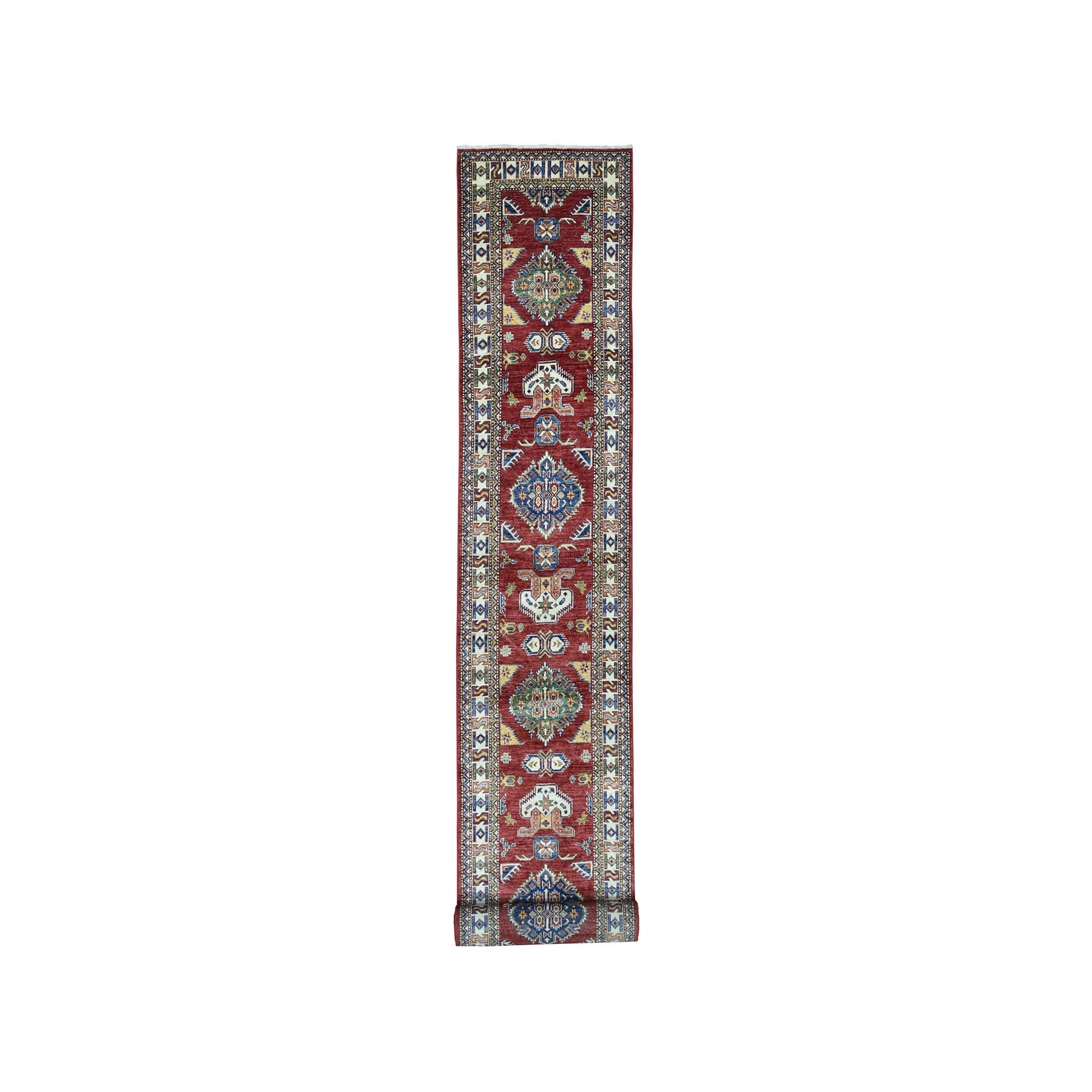 2-8 x19-8  Super Kazak Pure Wool Geometric Design XL Runner Hand-Knotted Oriental Rug 
