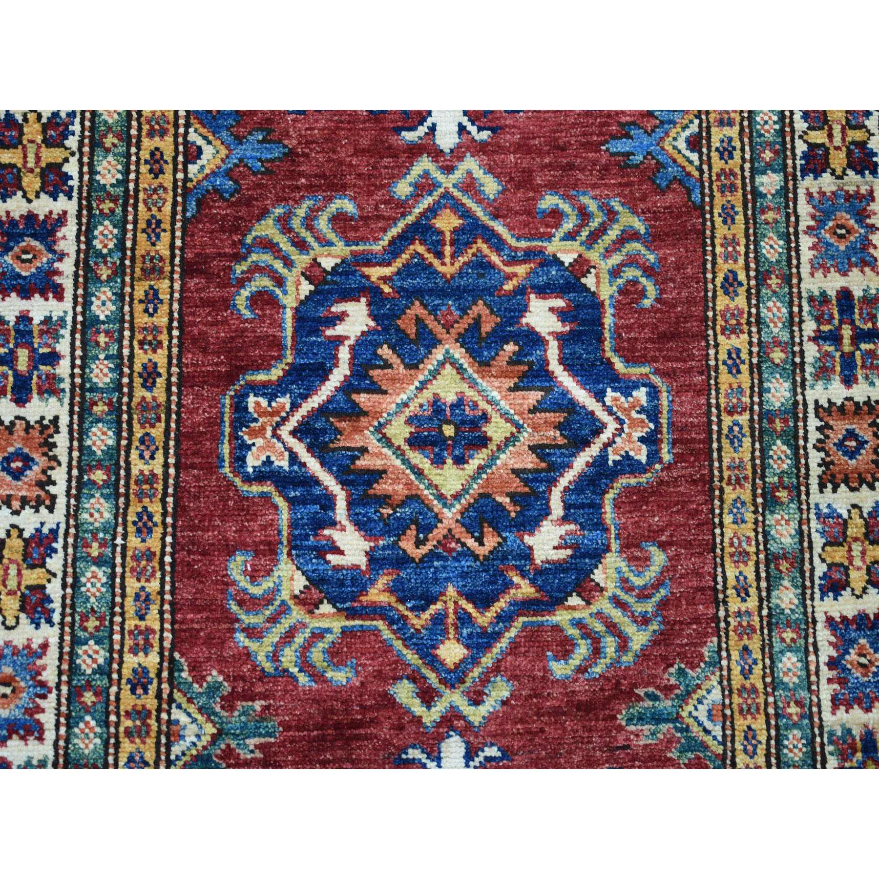 2-8 x19- Red Super Kazak Geometric Design XL Runner Pure Wool Hand-Knotted Oriental Rug 